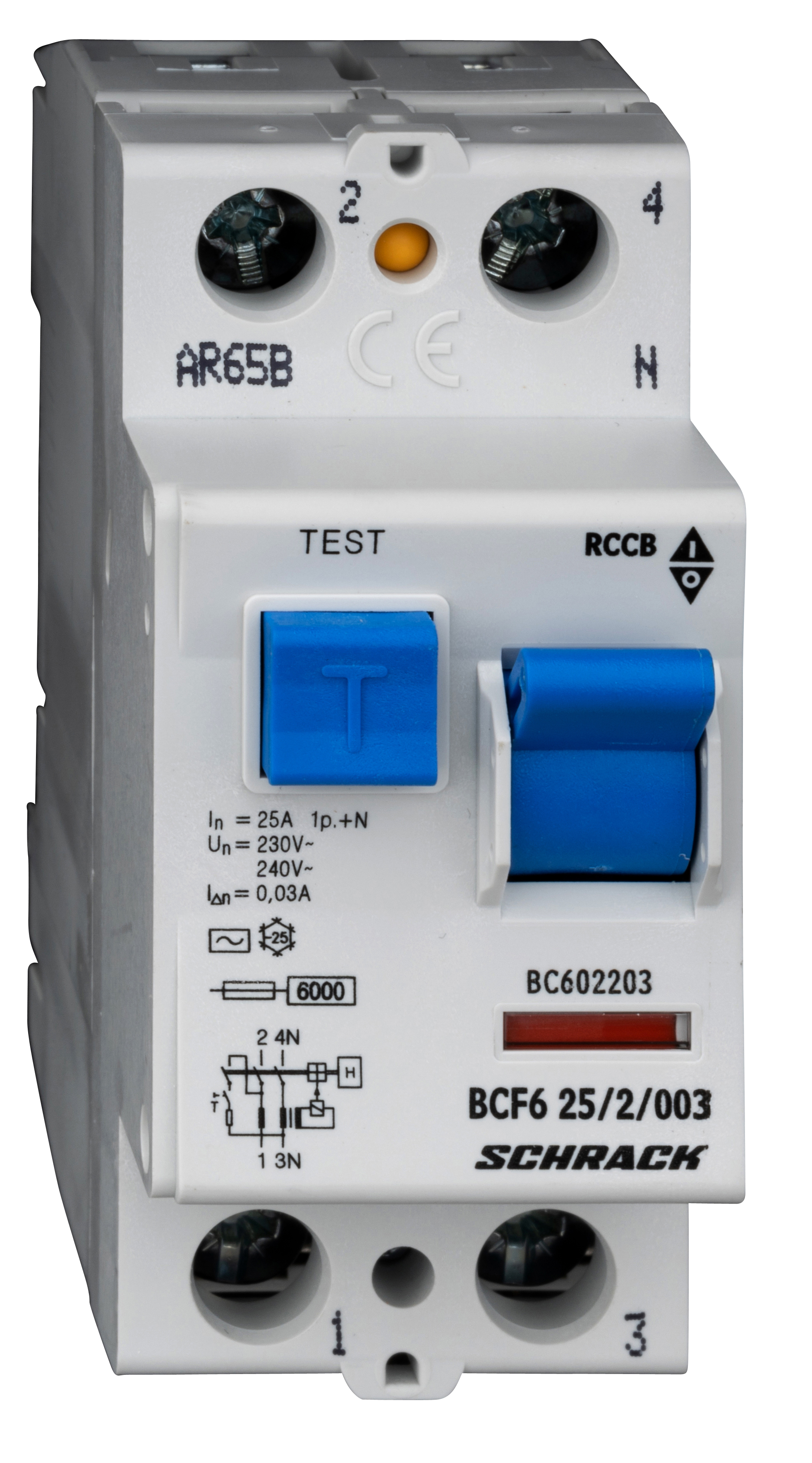Intrerupator, diferential, schrack, tip ac, bipolar, 2p, 25a, 30ma, 10ka