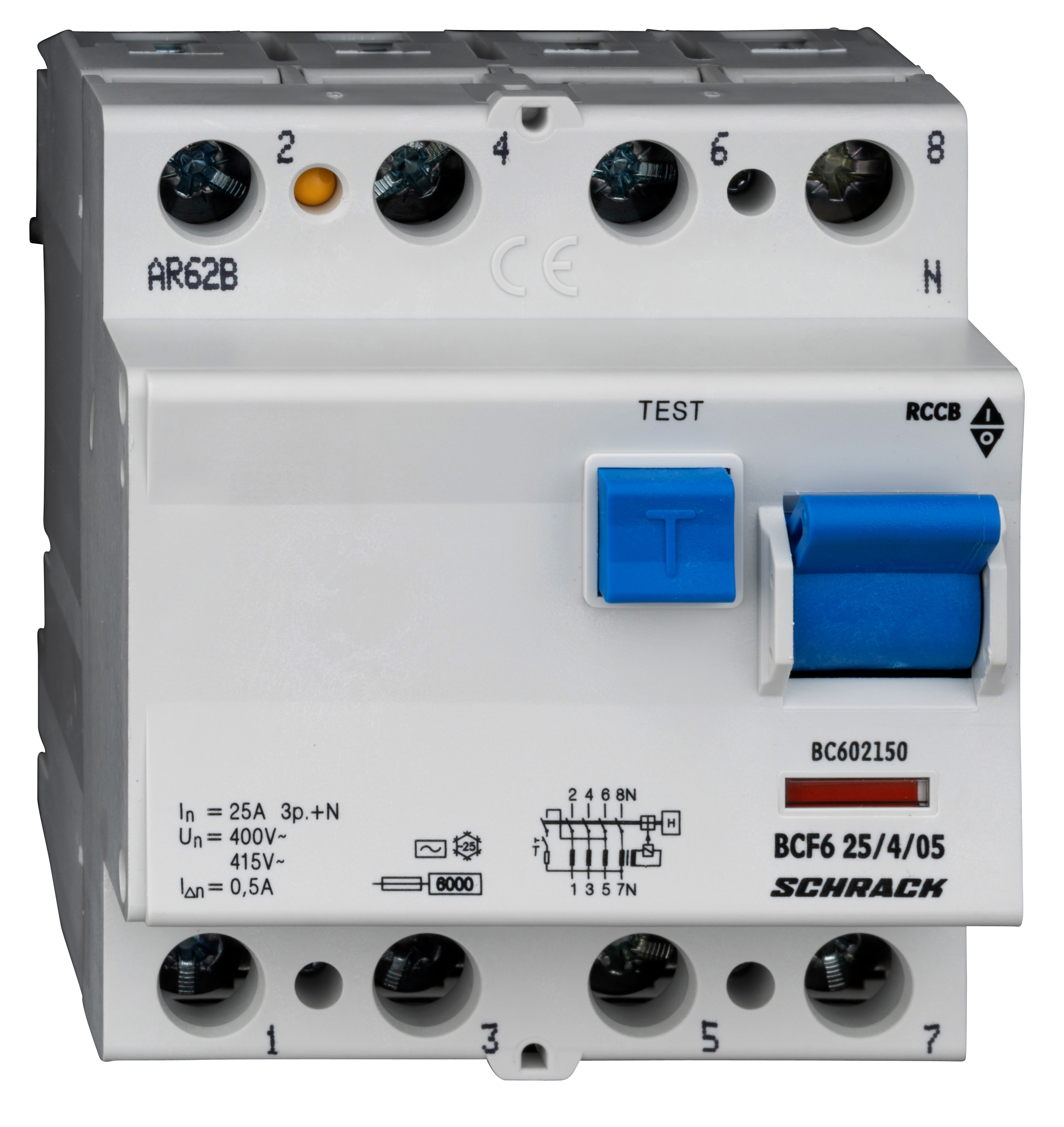 Intrerupator, diferential, schrack, tip ac, tetrapolar, 4p, 25a, 500ma, 10ka