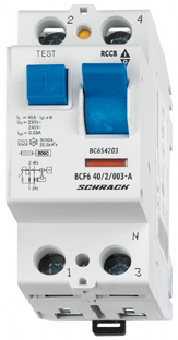 Intrerupator, diferential, schrack, tip a, bipolar, 2p, 40a, 300ma, 10ka