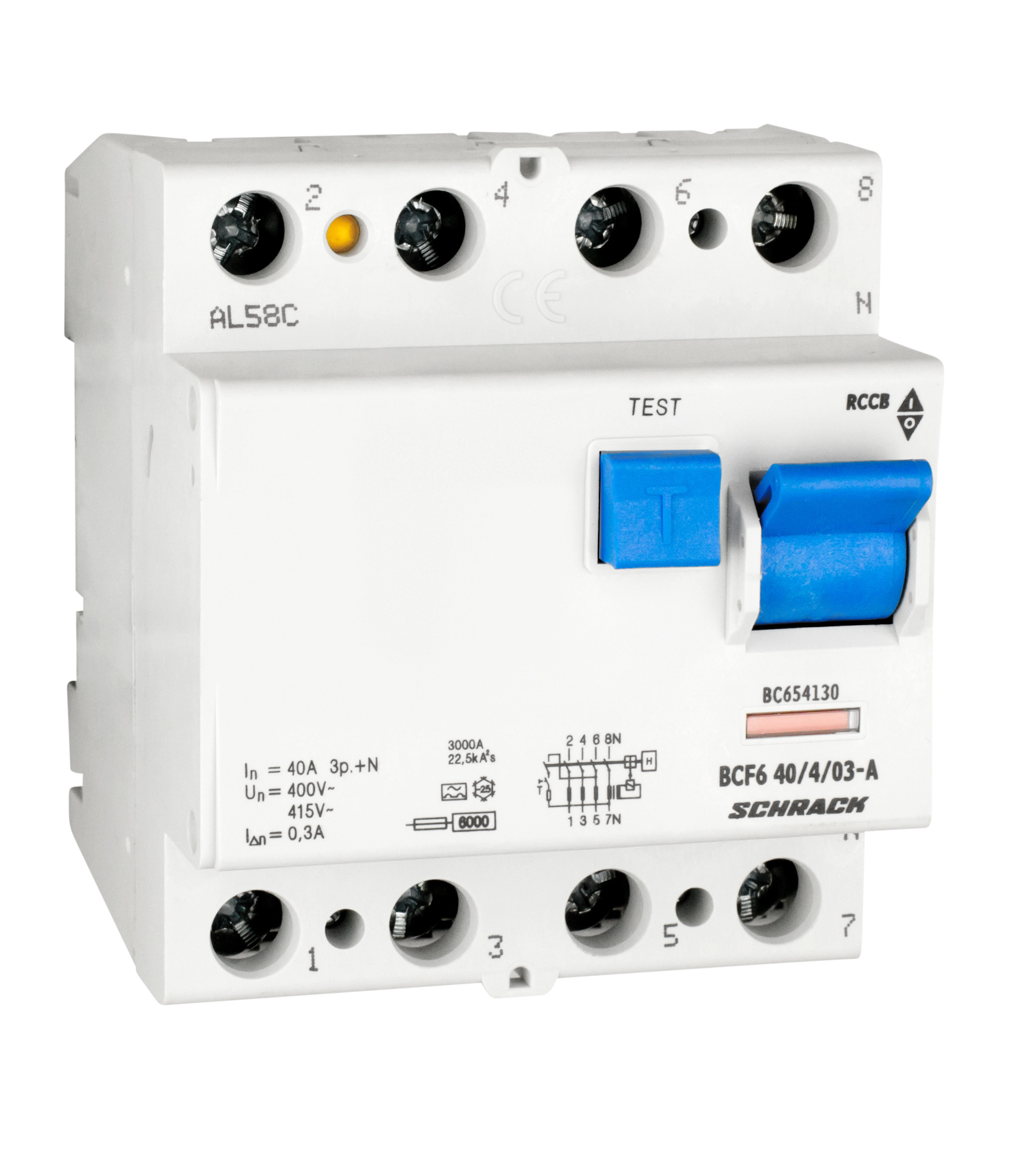 Intrerupator, diferential, schrack, tip a, tetrapolar, 4p, 40a, 300ma, 10ka