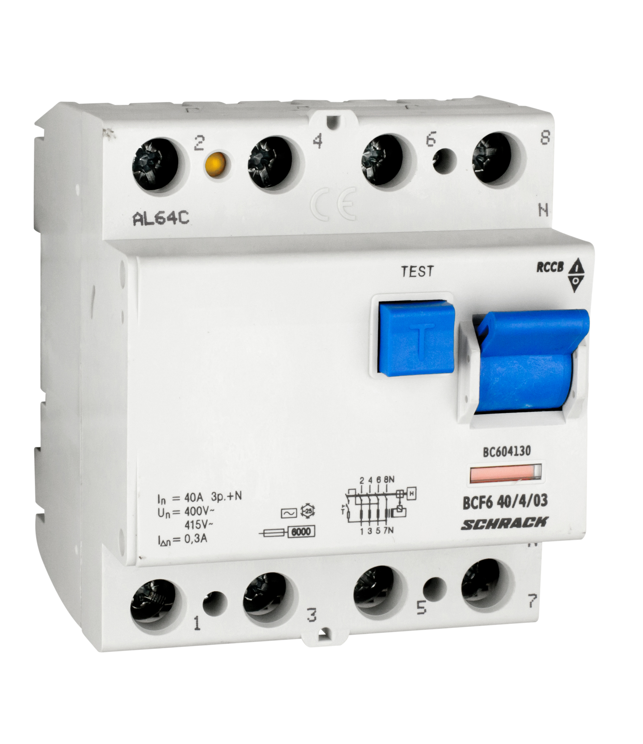 Intrerupator, diferential, Schrack, Tip AC, Tetrapolar, 4P, 40A, 300mA, 10kA