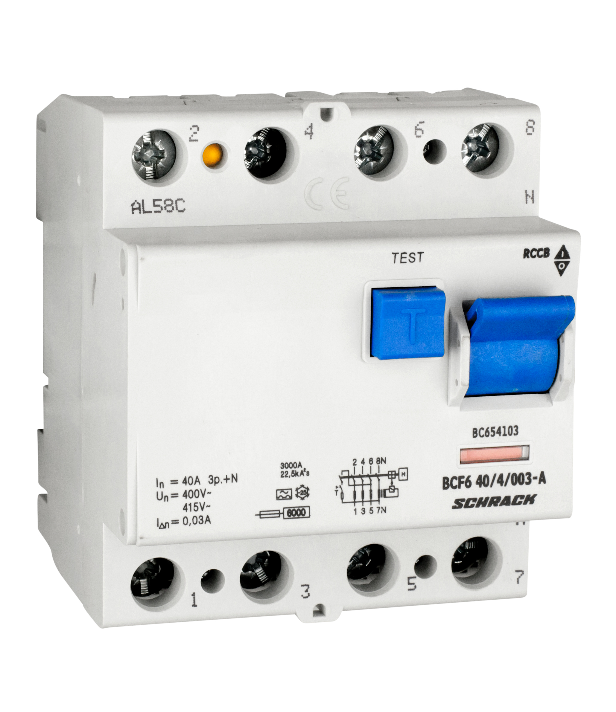 Intrerupator, diferential, schrack, tip a, tetrapolar, 4p, 40a, 30ma, 10ka