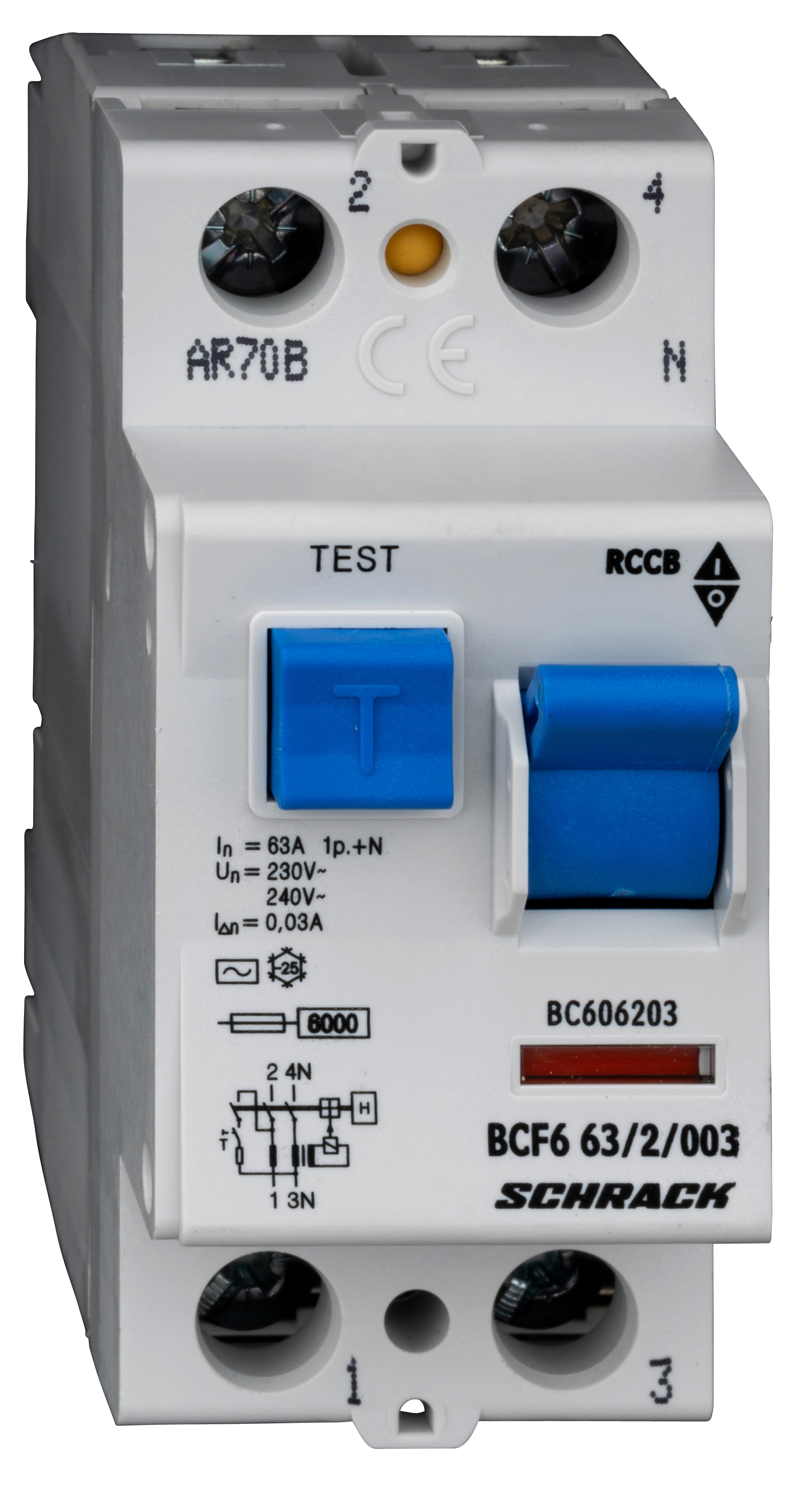 Intrerupator, diferential, schrack, tip ac, bipolar, 2p, 63a, 30ma, 10ka