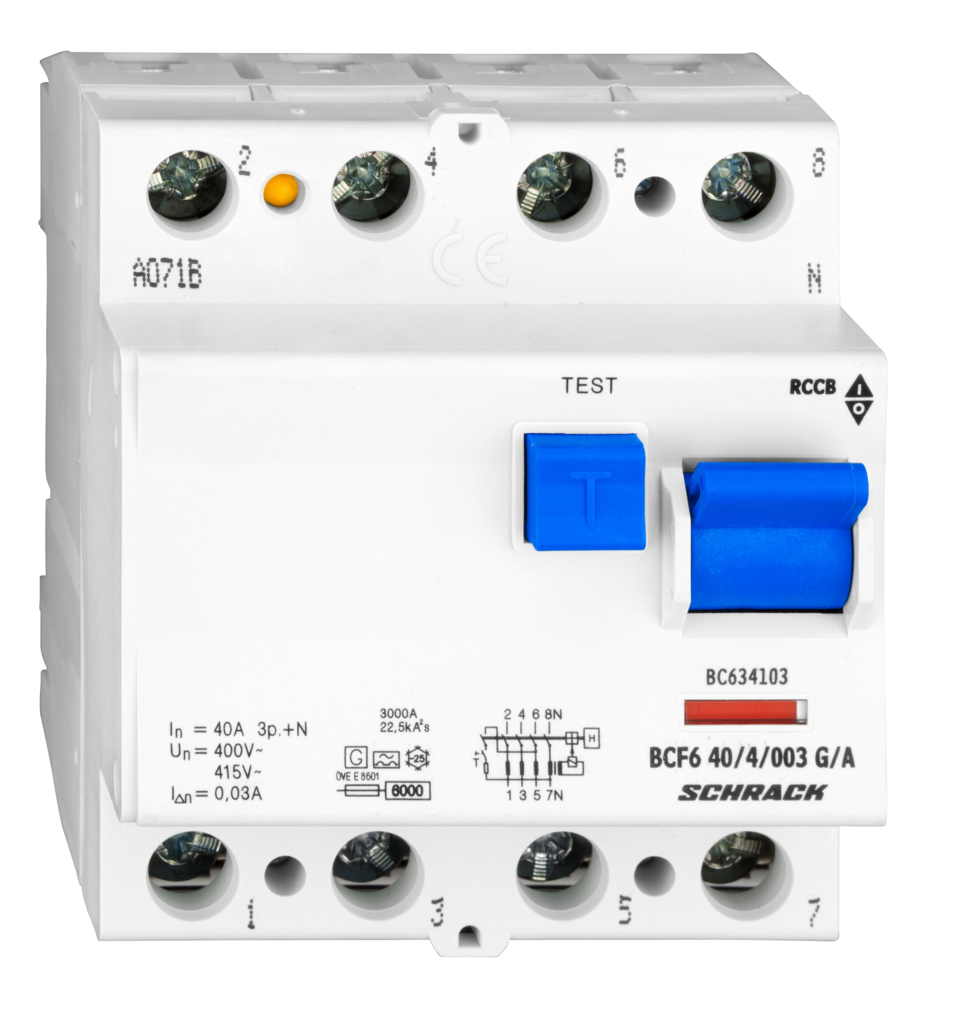 Intrerupator, diferential, schrack, tip a, g, tetrapolar, 4p, 40a, 30ma, 6ka