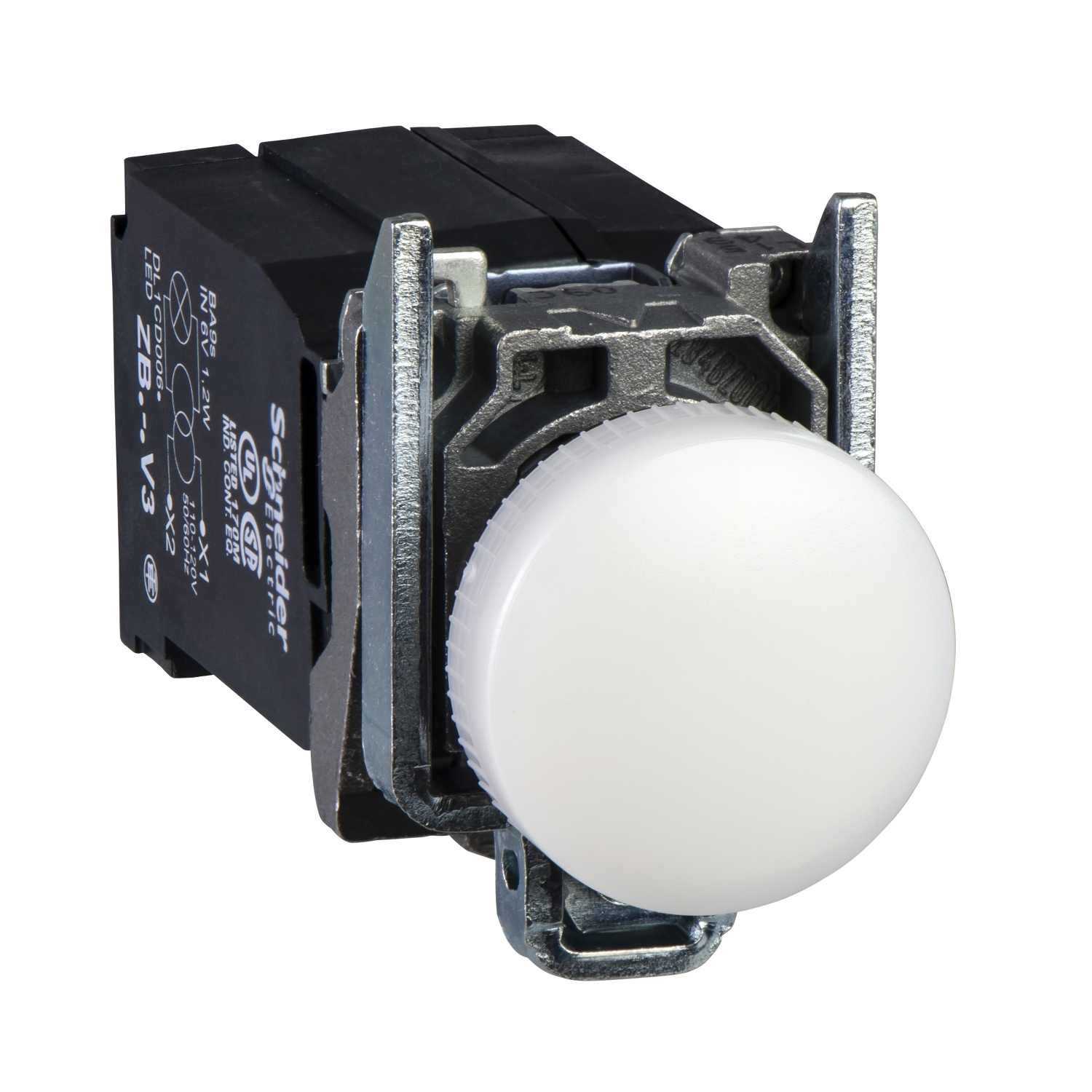 Lampa Alba Completa Ø22 Lentile Plate Cu Led Integral 400V, Schneider, XB4BV5B1 