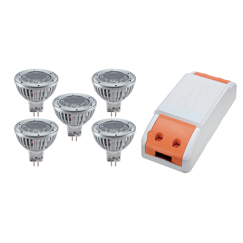 LED Driver, 18W+ 5X LED1 3W 2700K MR16, Elmark, 99SET5LED235