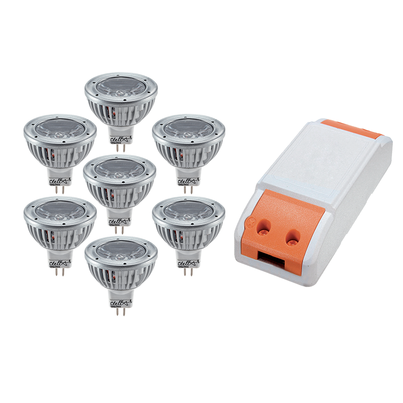 LED Driver, 24W+ 7X LED1 3W 2700K MR16, Elmark, 99SET7LED235