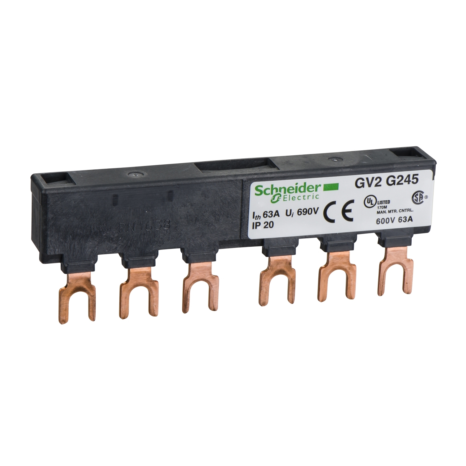 Linergy FT - Bară pieptene Busbar - 63 A - 2 prize - pas de 45 mm Schneider GV2G245 