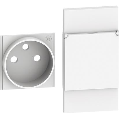 Placa Bticino Living Now priza FR/BE capac 2M Alb KW55P