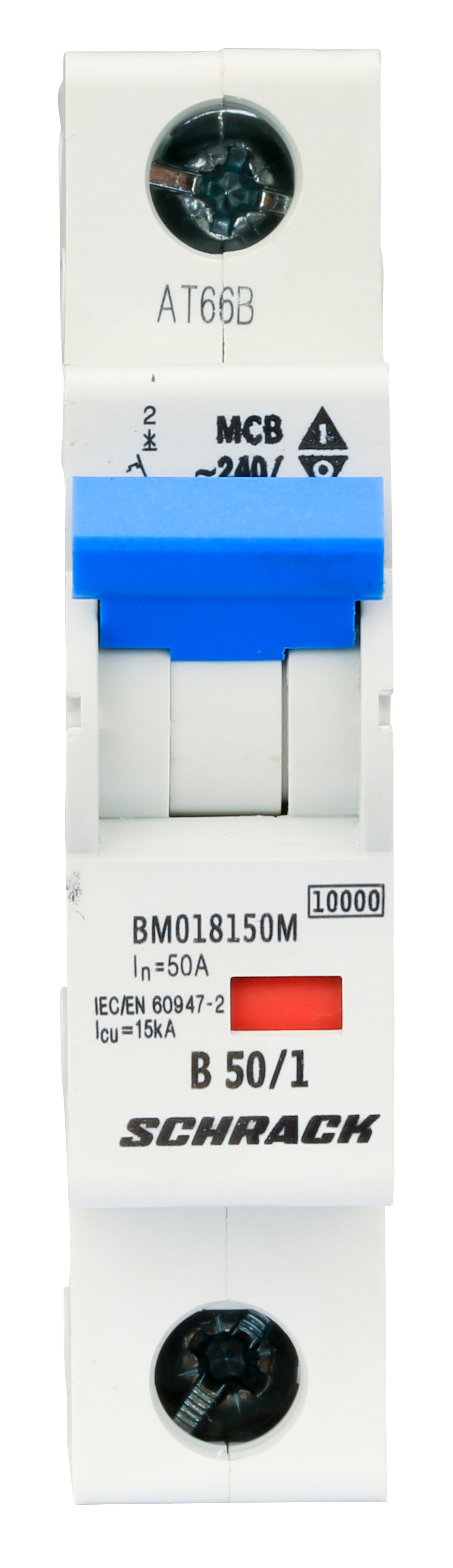 Intrerupator, automat, mcb, monopolar, 1p, curba, b, 50a, 40°c, 10ka, schrack, bm018150me