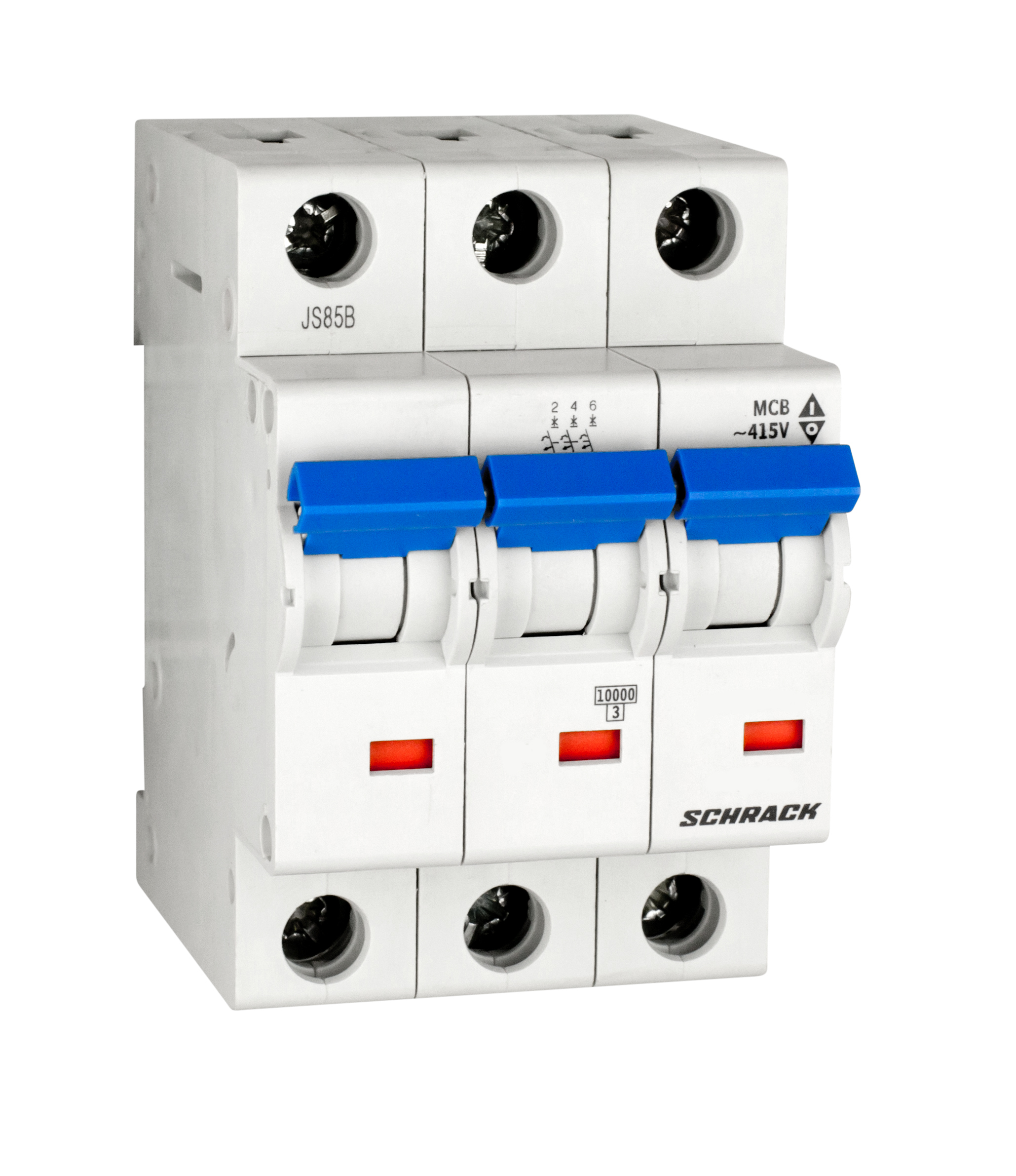 Intrerupator, automat, mcb, tripolar, 3p, curba, d, 63a, 40°c, 10ka, schrack, bm019363me