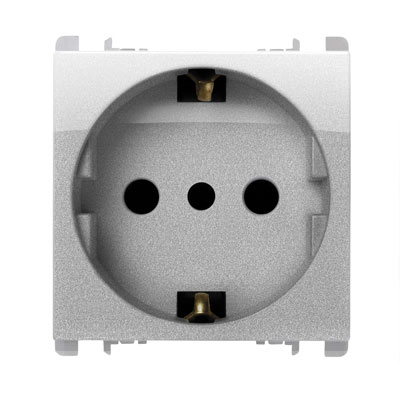 Priza P30 - nea 2P+T 16A-250V 2 mod Aluminiu