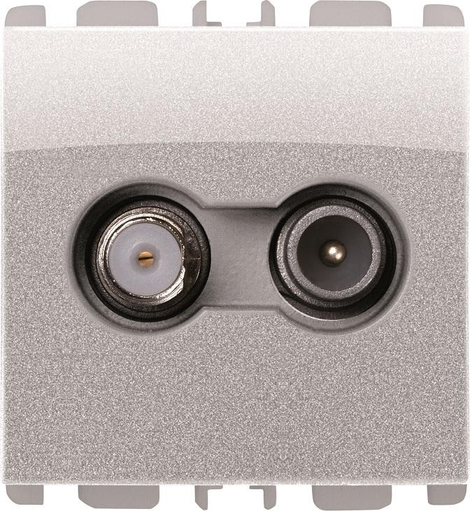 Priza TV pasanta - nea att. 18 dB tata IEC 169-2 (TV) si mama (SAT) 2 mod Aluminiu