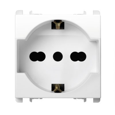 Priza universala - nea 2P+T 16A-250V 2 mod,Alb Glaciar