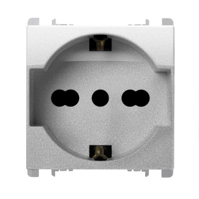 Priza universala - nea 2P+T 16A-250V 2 mod Aluminiu