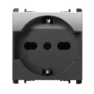 Priza universala - nea 2P+T 16A-250V 2 mod Antracit Metalizat
