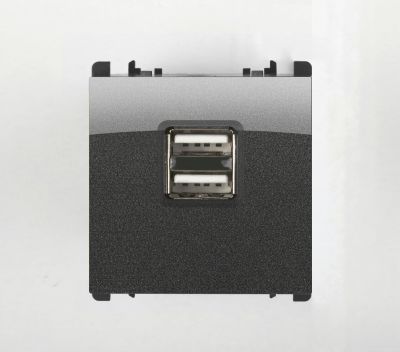 Priza USB - nea 5V 1.2A 2 porturi USB 2 mod. culoare Otel inchis