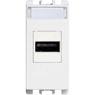 Priza USB - nea cu prindere cu suruburi 1 modul,Alb