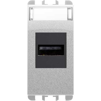 Priza USB - nea cu prindere cu suruburi 1 modul Aluminiu