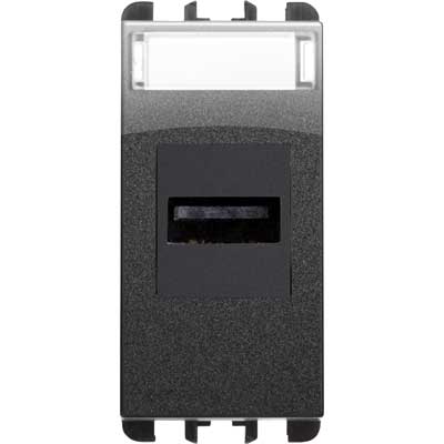 Priza USB - nea cu prindere cu suruburi 1 modul culoare Otel inchis