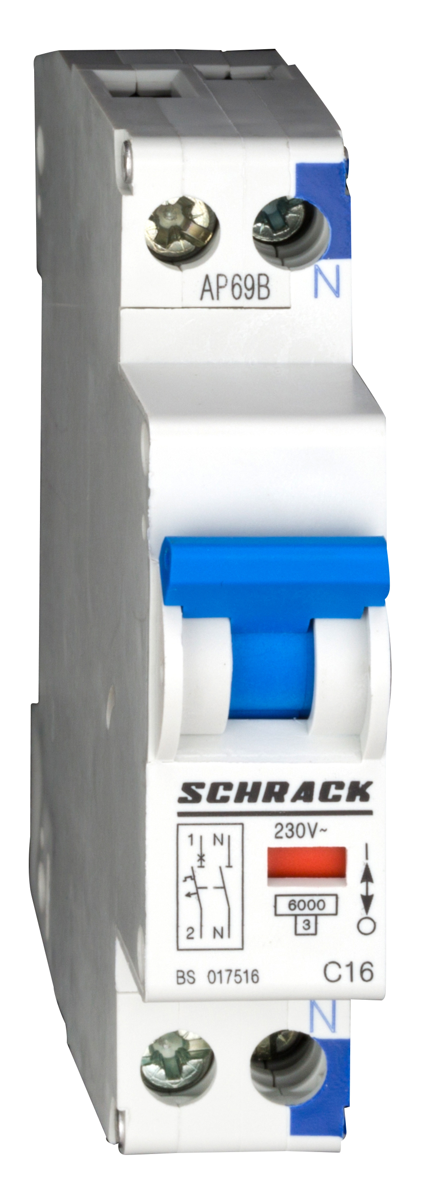 Intrerupator, Automat, 1UH, Bipolar, 1P+N, Schrack, Curba, C, 16A, 6kA, Schrack, BS017516-- 