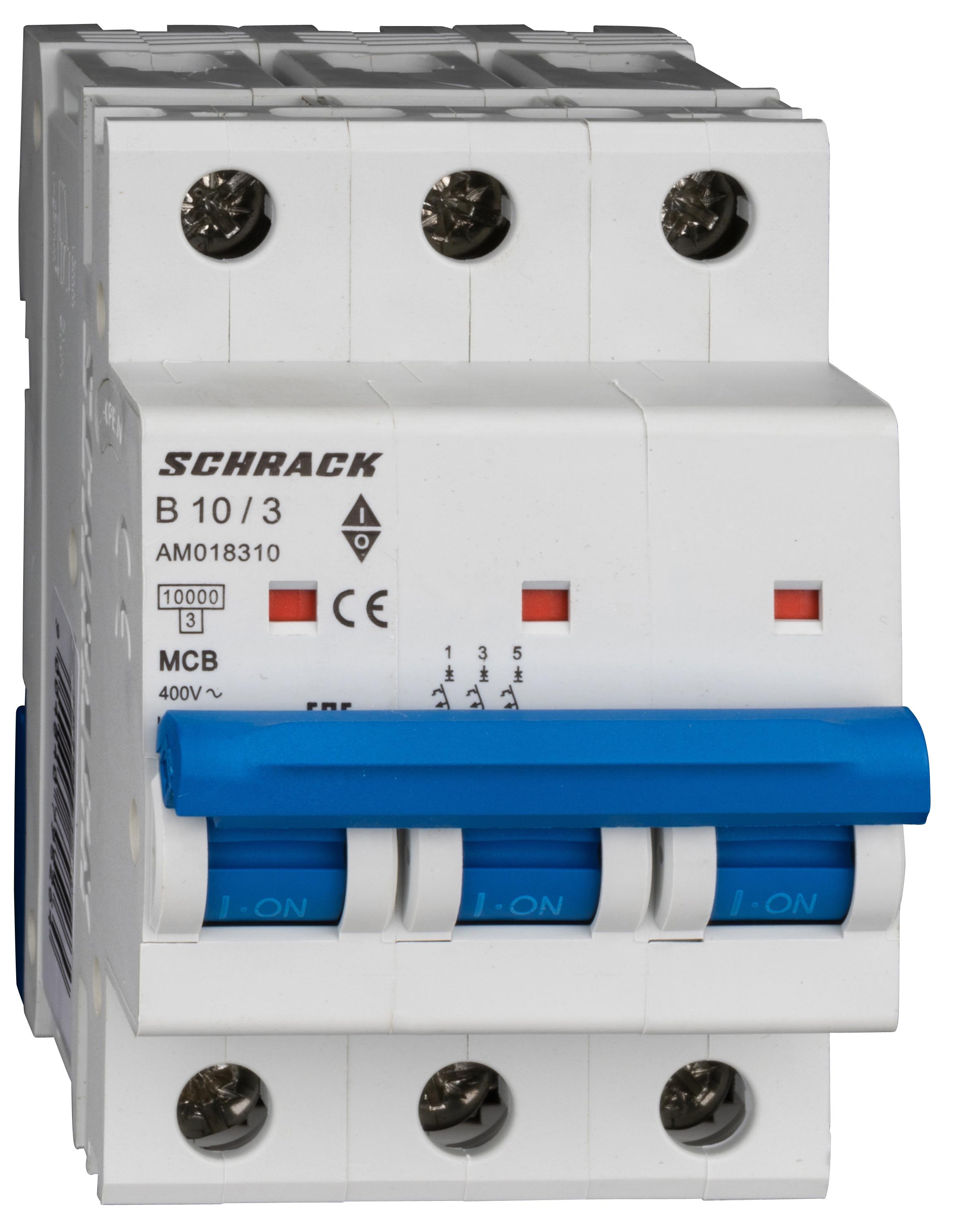 Intrerupator, automat, amparo, tripolar, 3p, schrack, curba, b, 10a, 10ka, schrack, am018310--