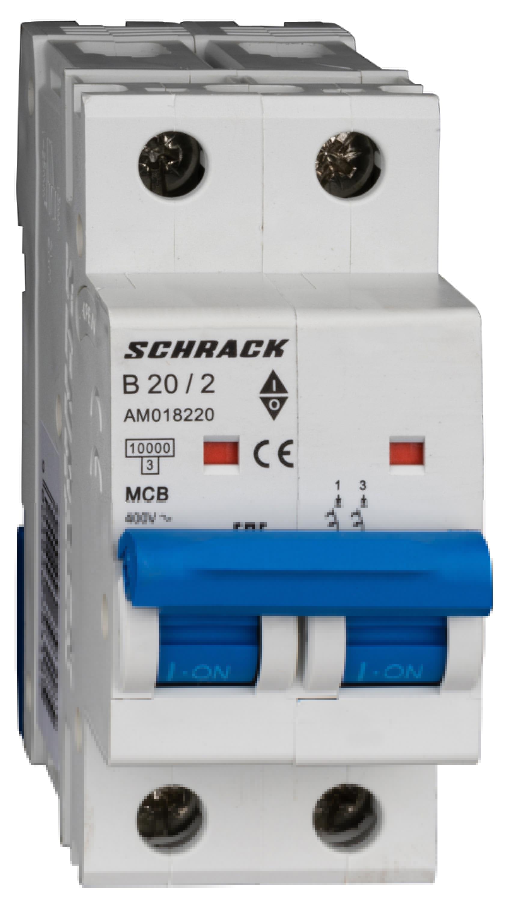 Intrerupator, automat, amparo, bipolar, 2p, schrack, curba, b, 20a, 10ka, schrack, am018220--