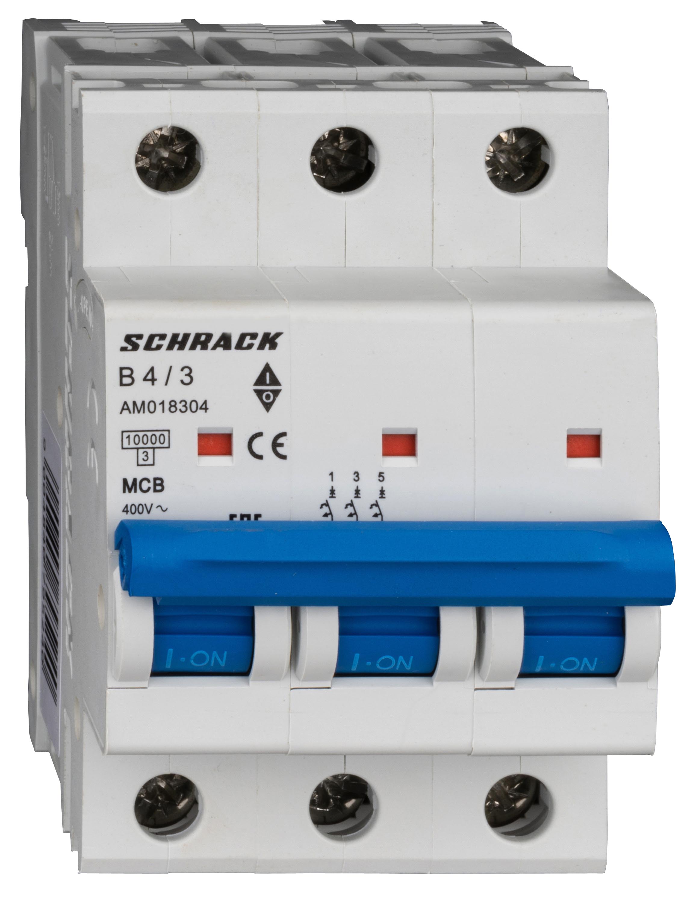 Intrerupator, automat, amparo, tripolar, 3p, schrack, curba, b, 4a, 10ka, schrack, am018304--