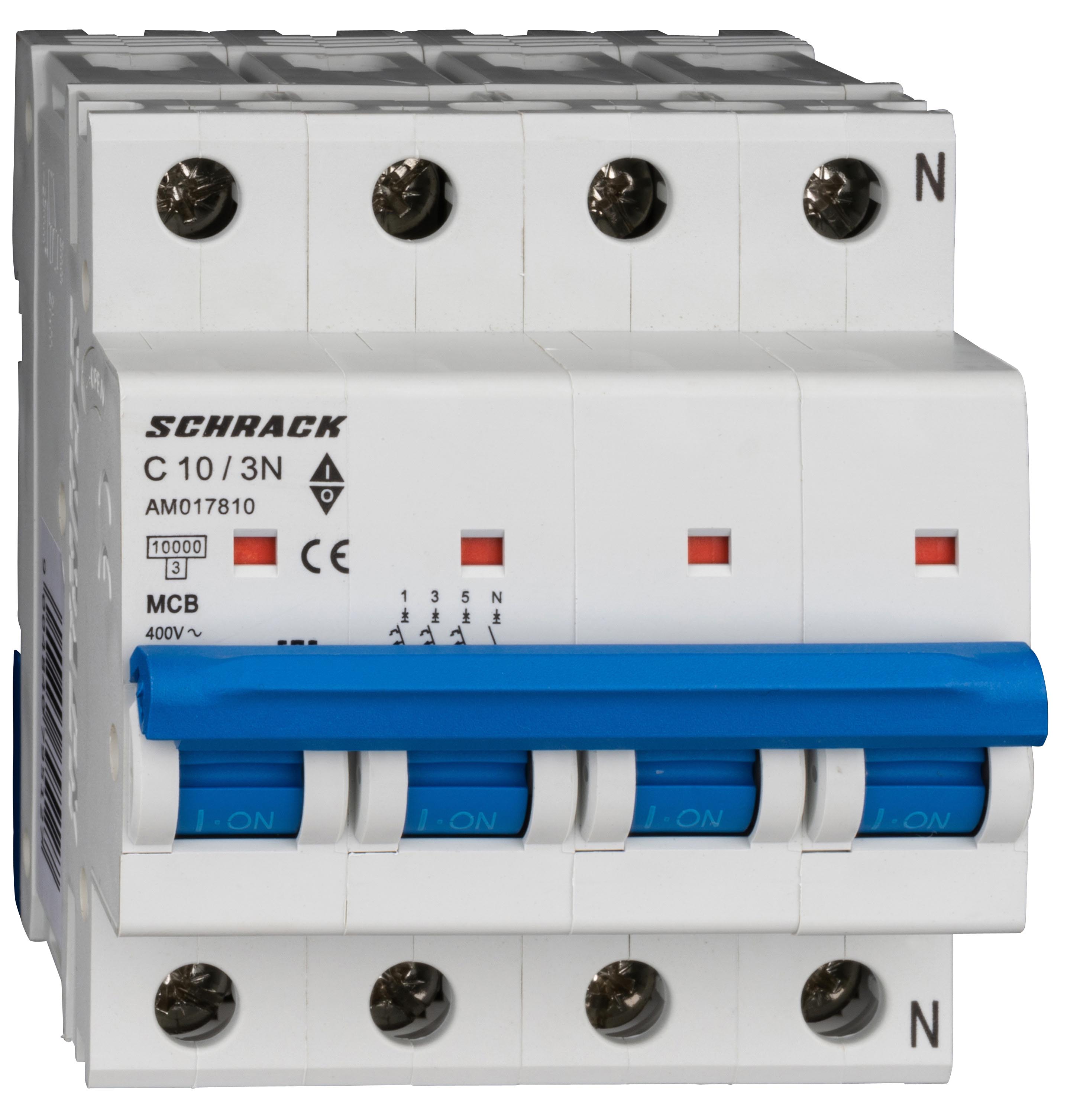 Intrerupator Automat AMPARO Tetrapolar 3P+N Schrack Curba C 10A 10kA Schrack AM017810--