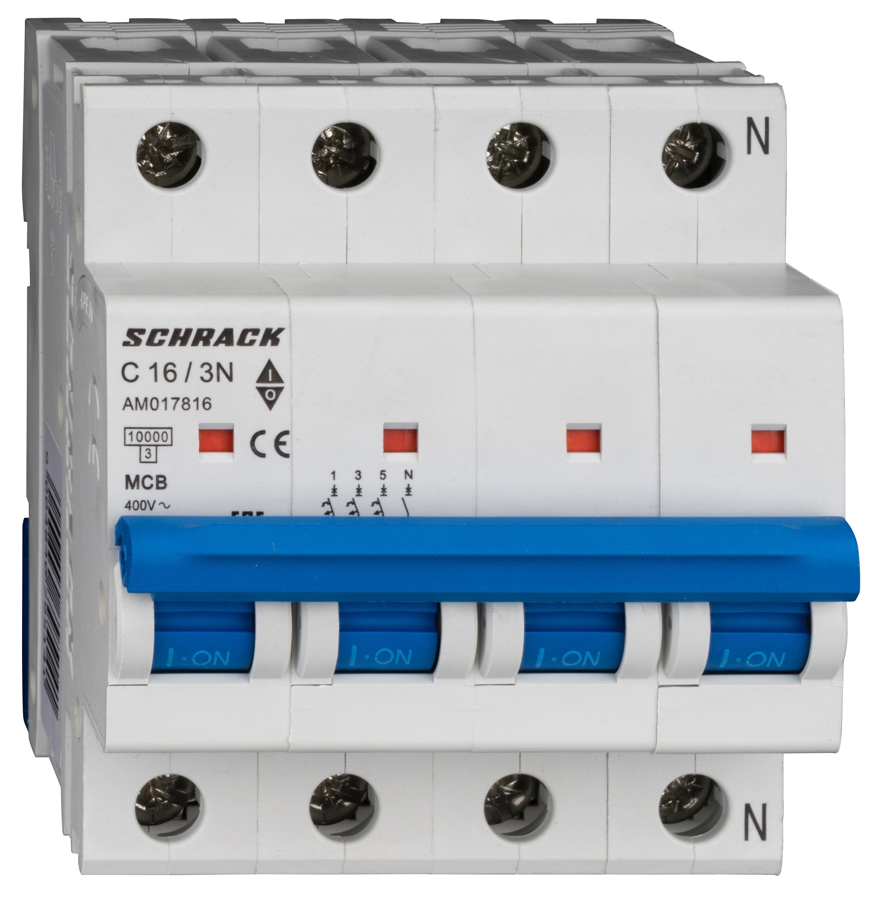 Intrerupator Automat AMPARO Tetrapolar 3P+N Schrack Curba C 16A 10kA Schrack AM017816--