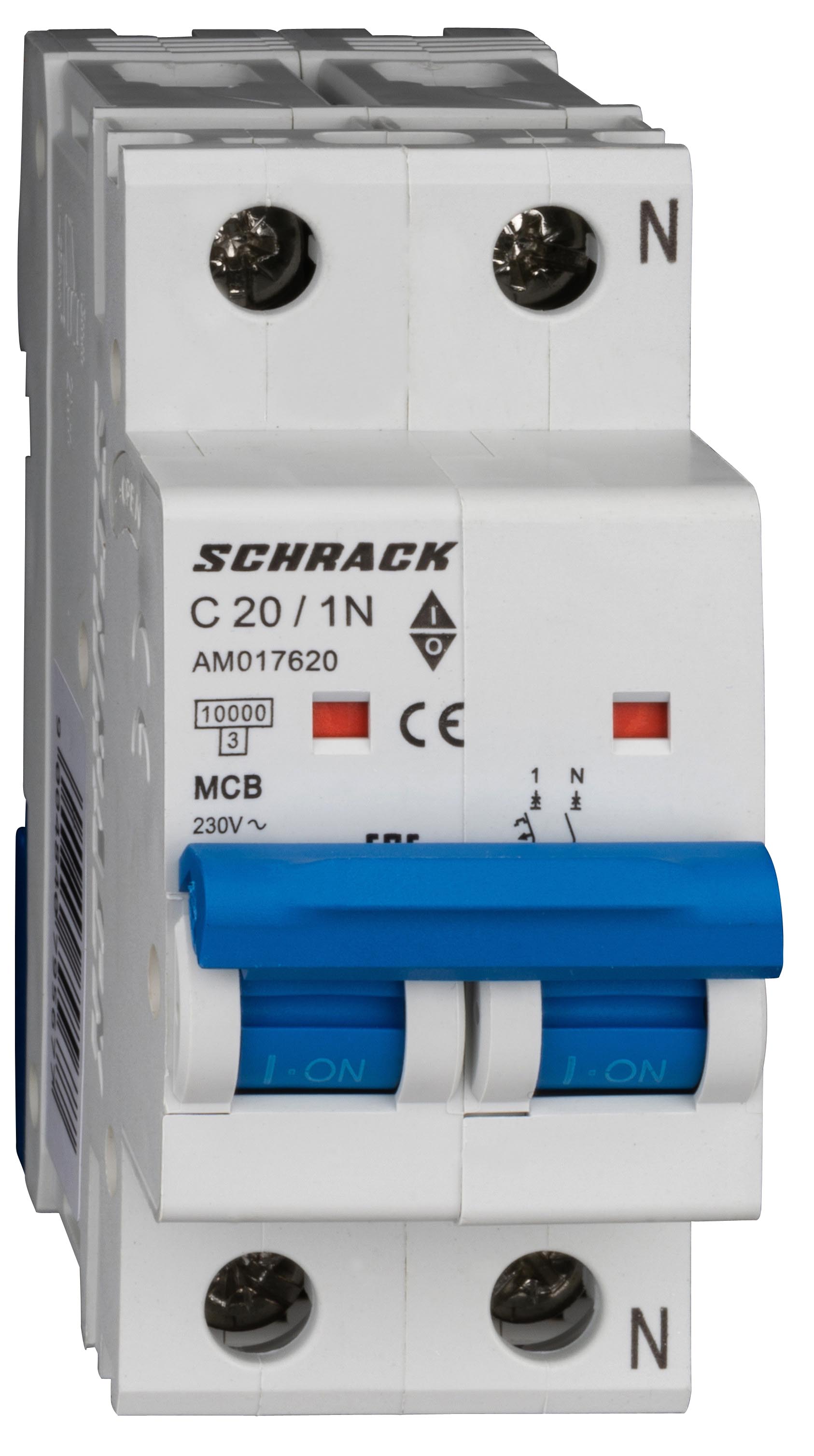 Intrerupator, automat, amparo, bipolar, 1p+n, schrack, curba, c, 20a, 10ka, schrack, am017620--