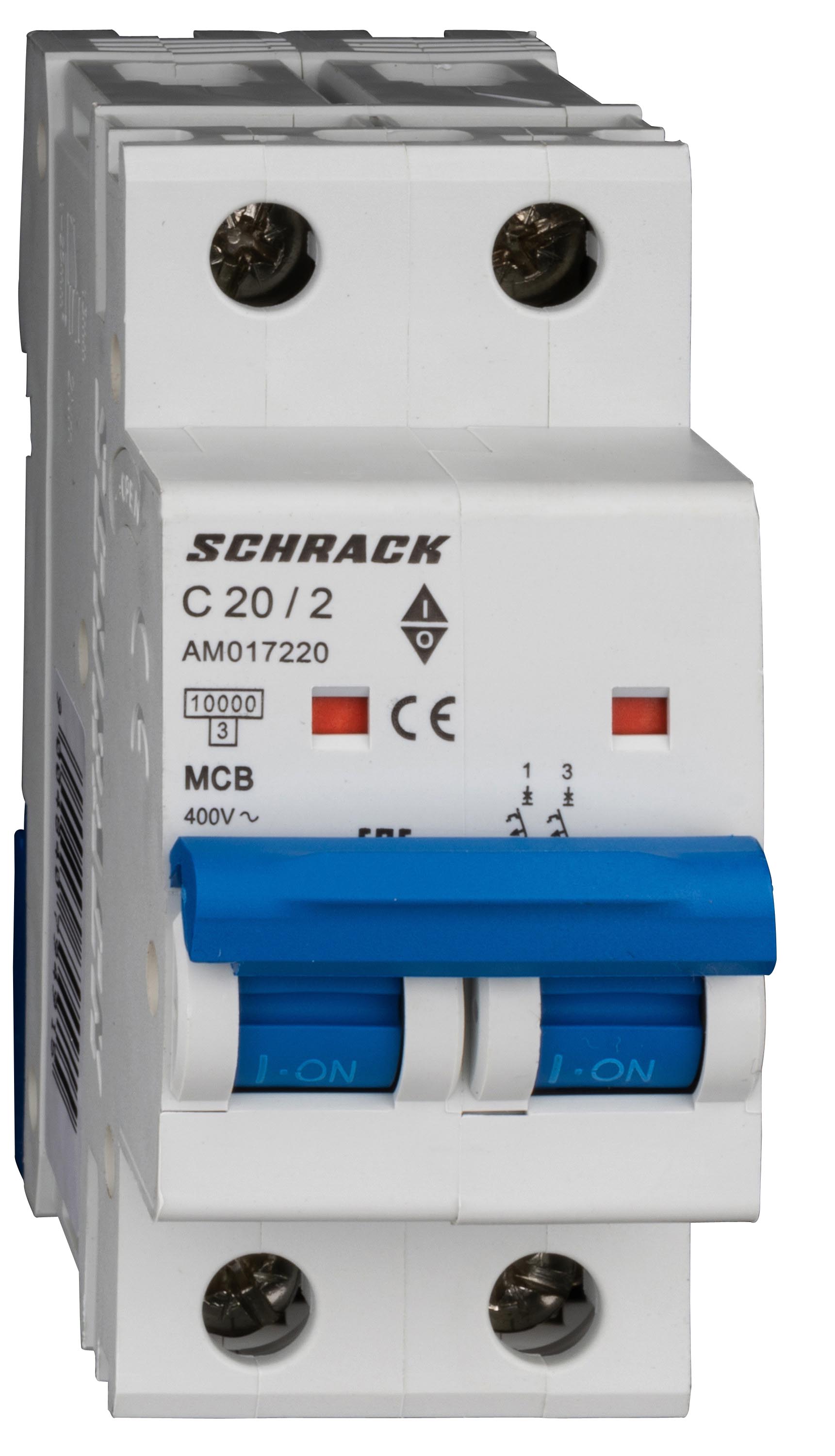 Intrerupator, Automat, AMPARO, Bipolar, 2P, Schrack, Curba, C, 20A, 10kA, Schrack, AM017220--