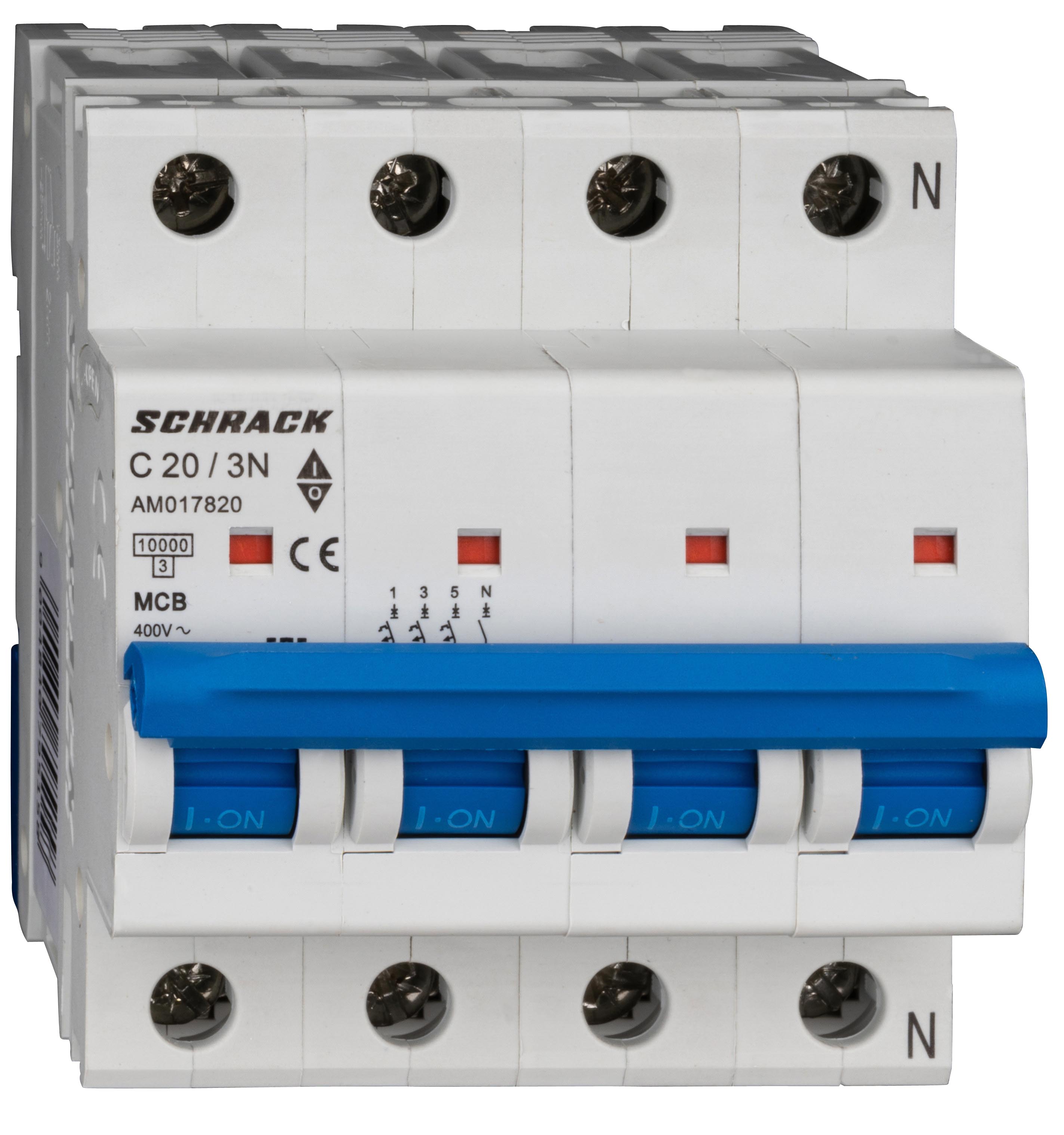 Intrerupator Automat AMPARO Tetrapolar 3P+N Schrack Curba C 20A 10kA Schrack AM017820--