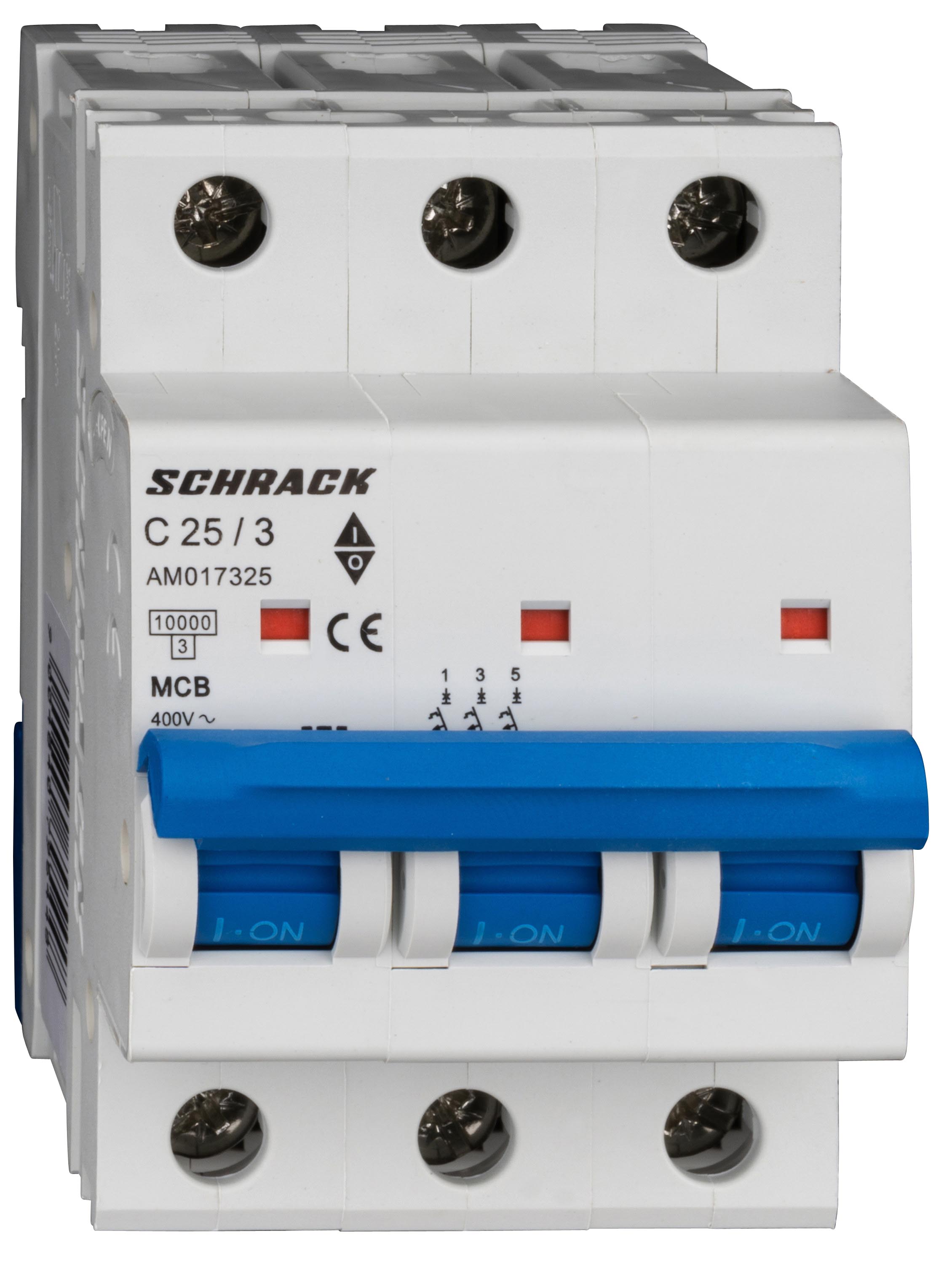 Intrerupator, Automat, AMPARO, Tripolar, 3P, Schrack, Curba, C, 25A, 10kA, Schrack, AM017325--