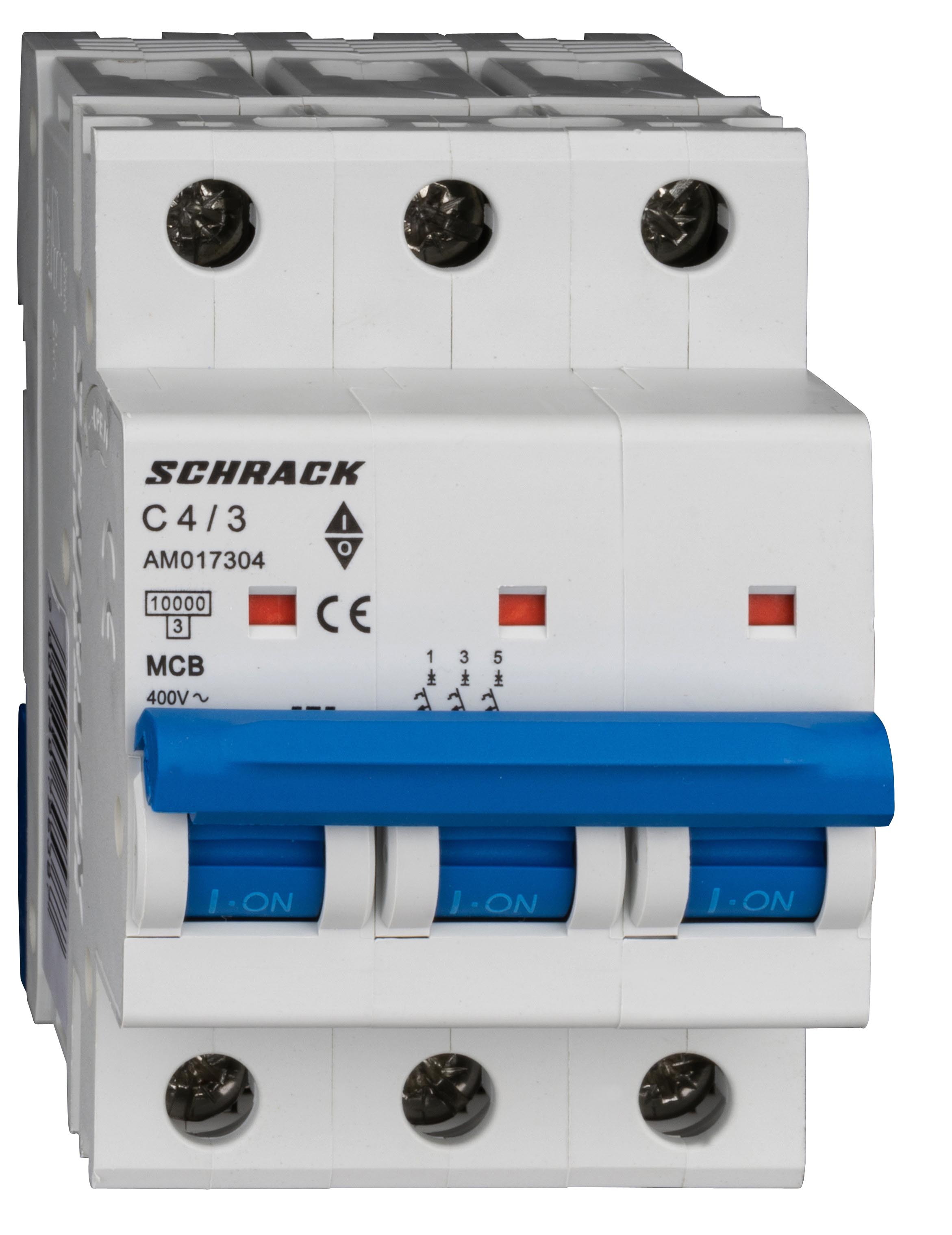 Intrerupator, automat, amparo, tripolar, 3p, schrack, curba, c, 4a, 10ka, schrack, am017304--