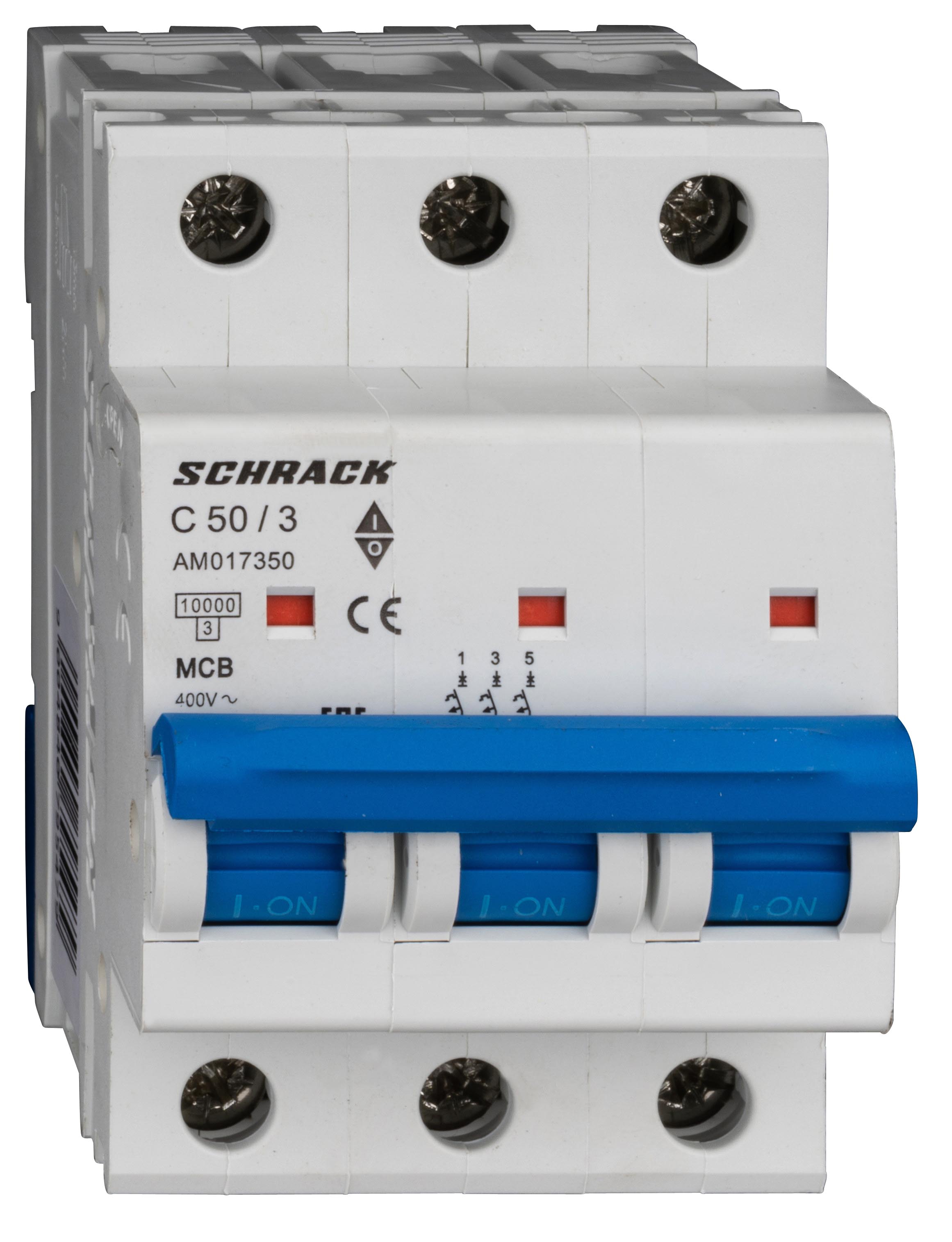 Intrerupator Automat AMPARO Tripolar 3P Schrack Curba C 50A 10kA Schrack AM017350--