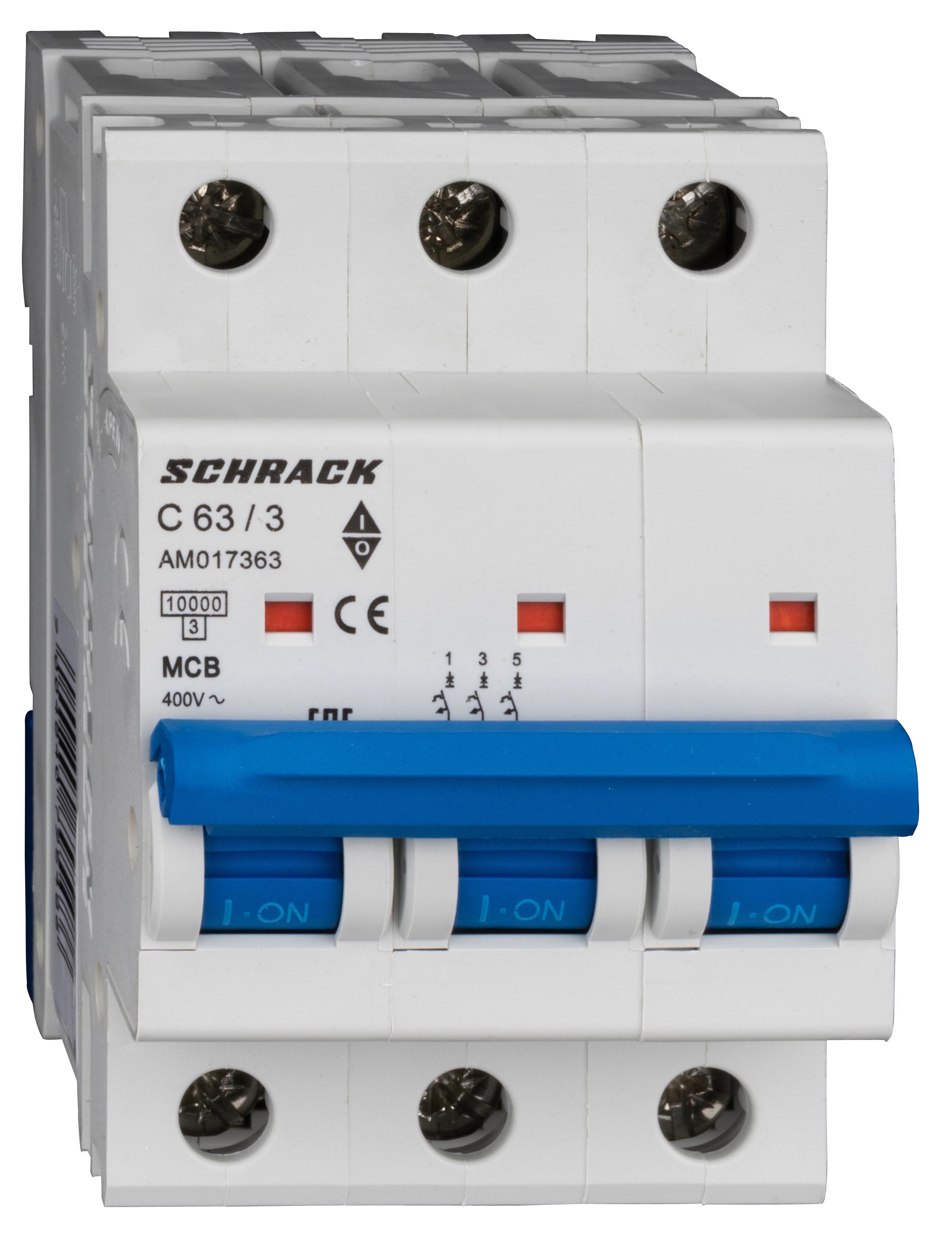 Intrerupator Automat AMPARO Tripolar 3P Schrack Curba C 63A 10kA Schrack AM017363--