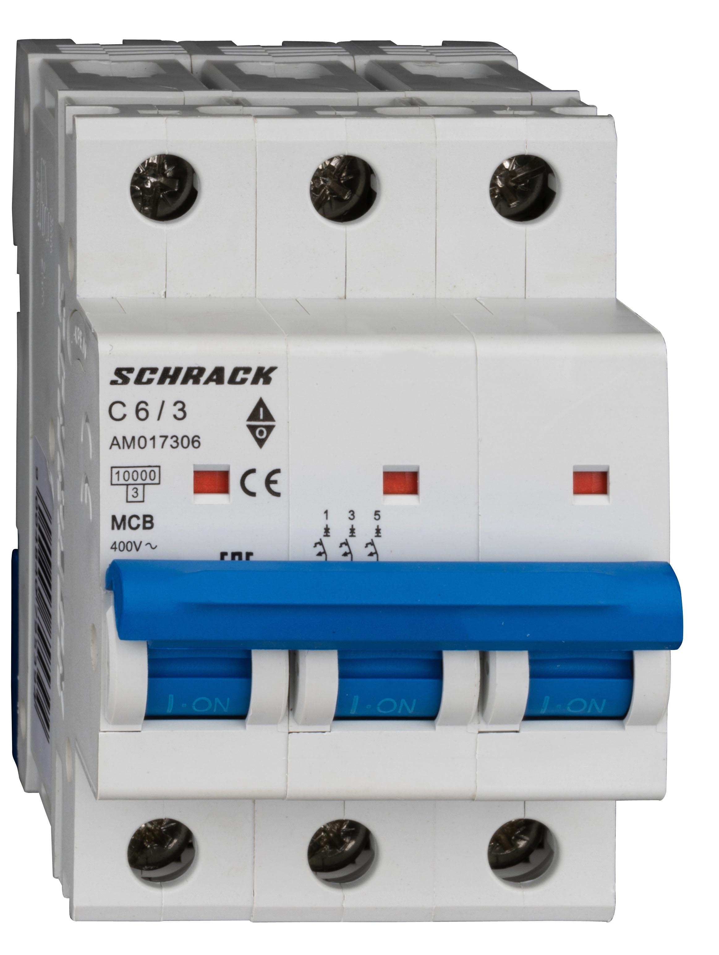 Intrerupator, Automat, AMPARO, Tripolar, 3P, Schrack, Curba, C, 6A, 10kA, Schrack, AM017306--