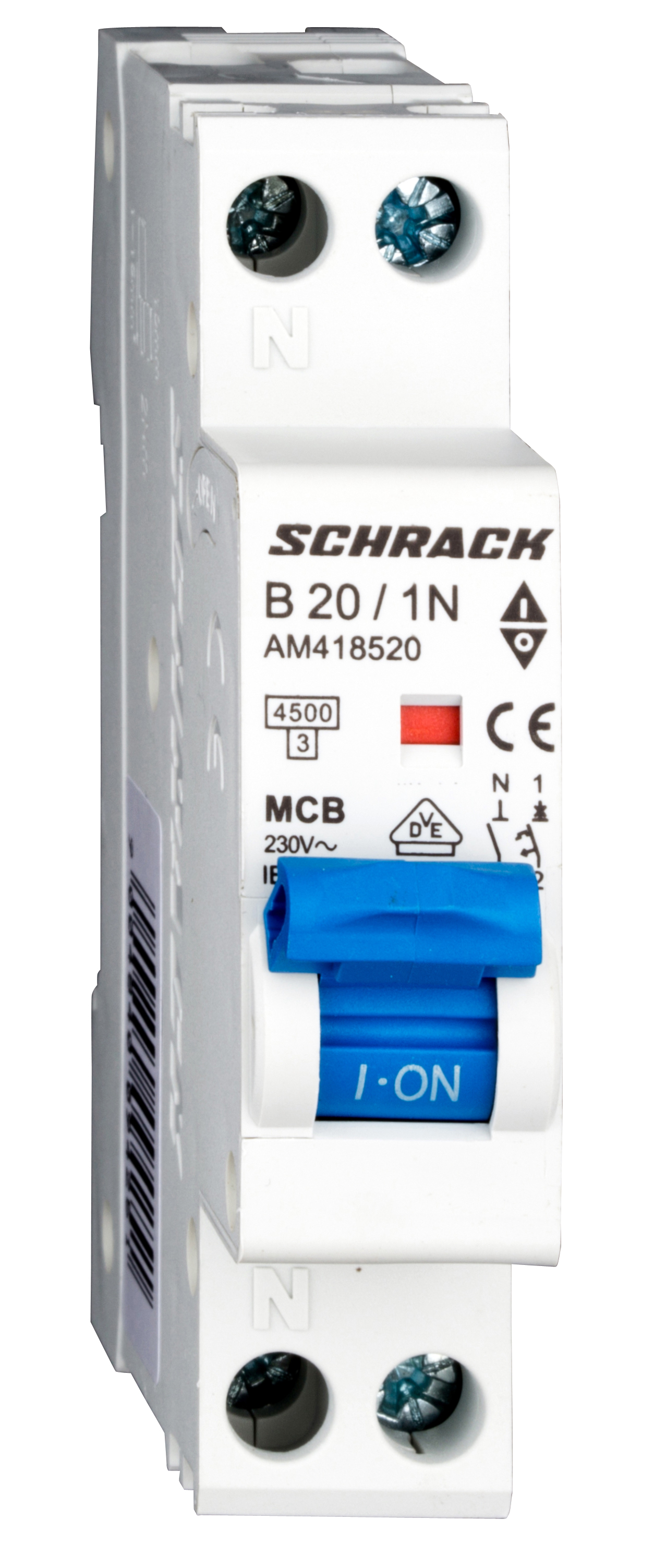 Intrerupator Automat AMPARO Bipolar 1P+N Schrack Curba B 20A 4.5kA Schrack AM418520--