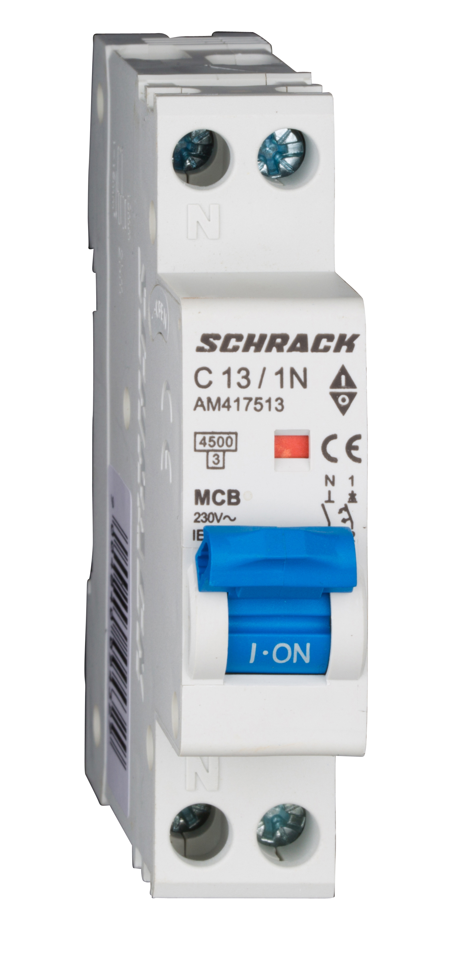 Intrerupator, automat, amparo, bipolar, 1p+n, schrack, curba, c, 13a, 4.5ka, schrack, am417513--