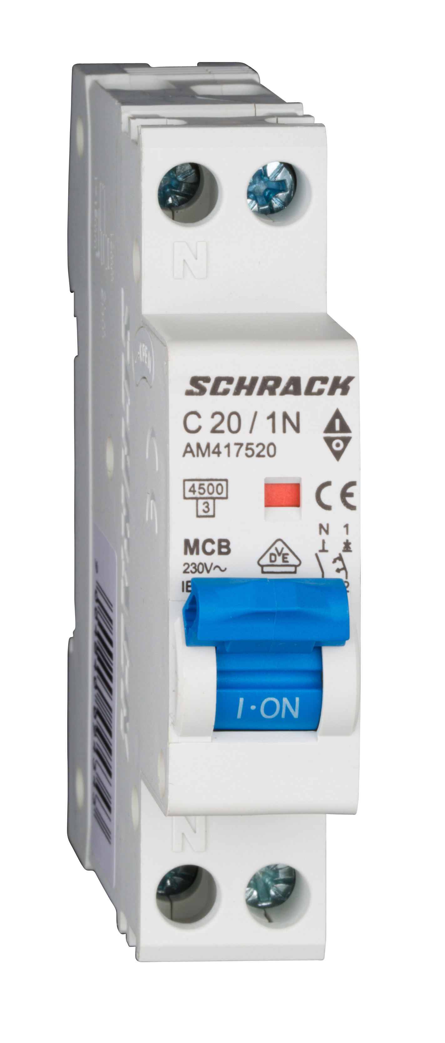 Intrerupator Automat AMPARO Bipolar 1P+N Schrack Curba C 20A 4.5kA Schrack AM417520--