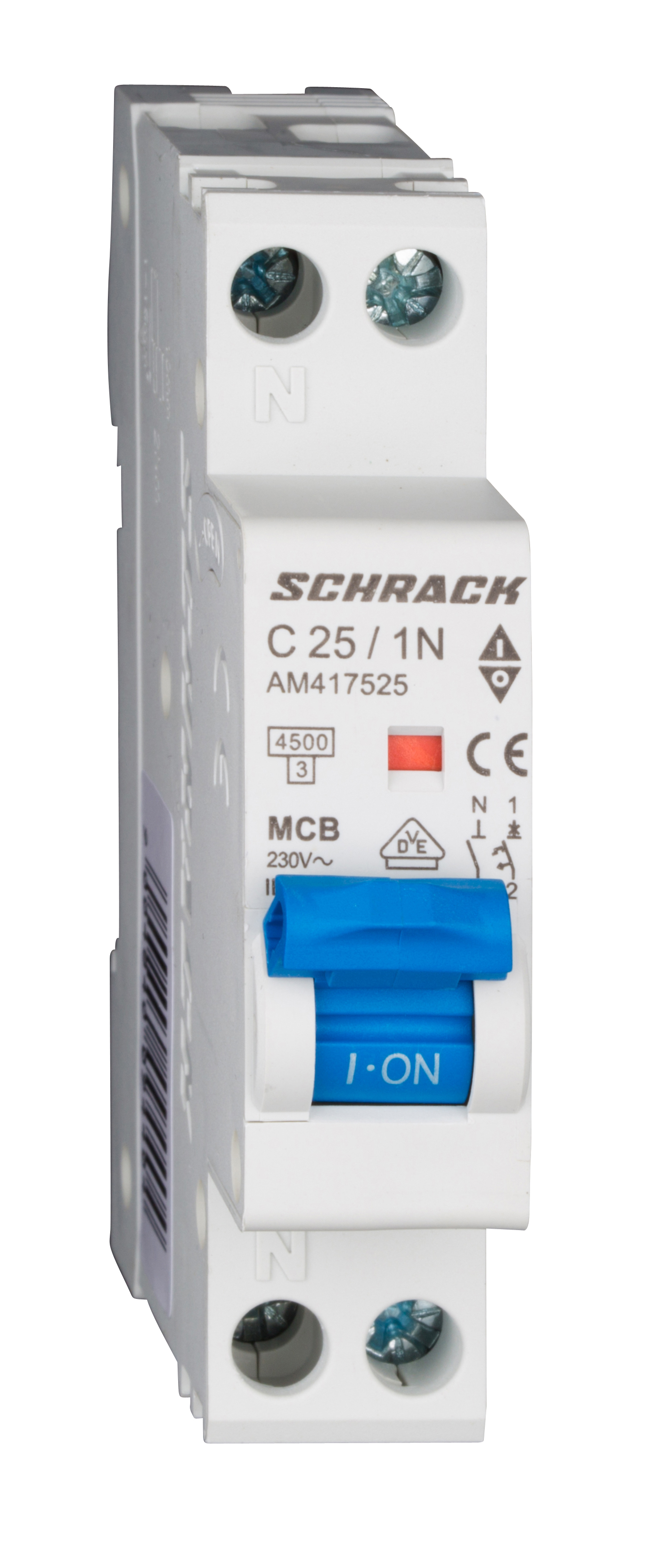 Intrerupator, Automat, AMPARO, Bipolar, 1P+N, Schrack, Curba, C, 25A, 4.5kA, Schrack, AM417525-- 