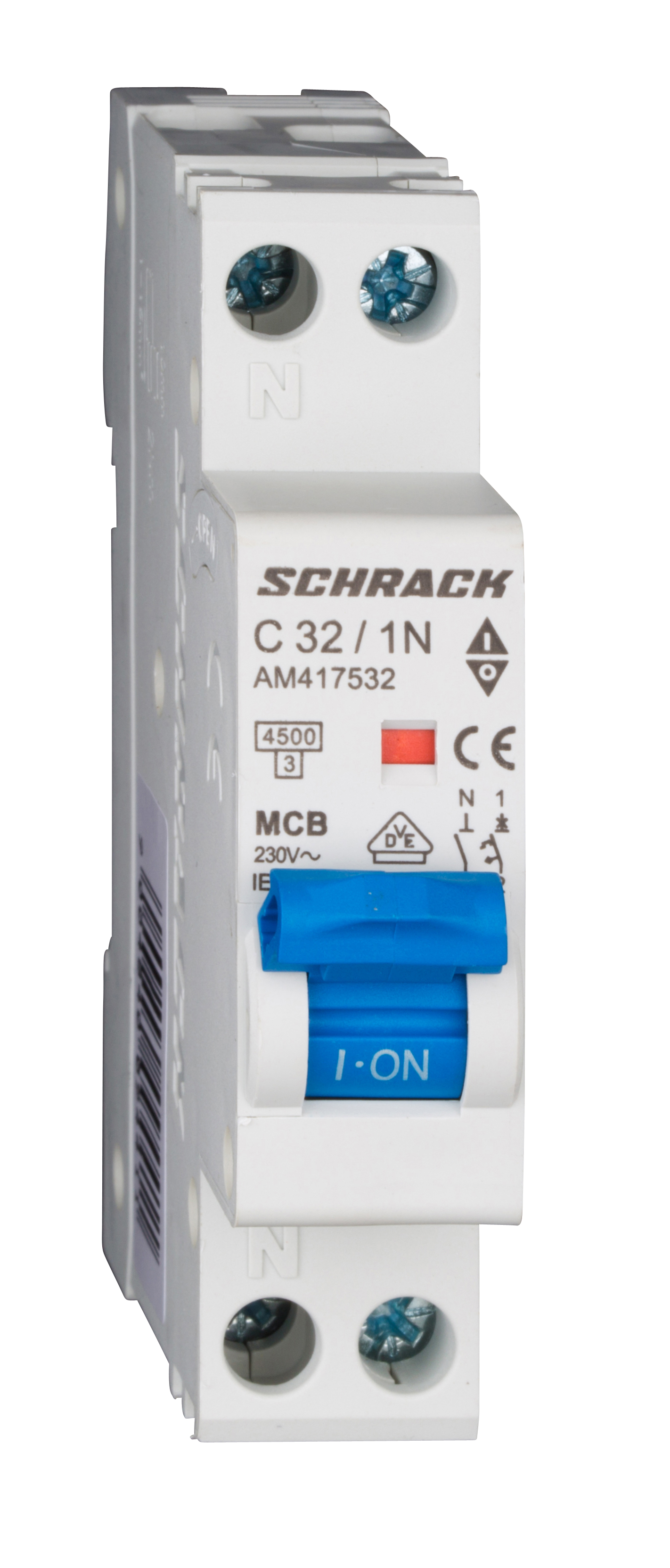 Intrerupator Automat AMPARO Bipolar 1P+N Schrack Curba C 32A 4.5kA Schrack AM417532--