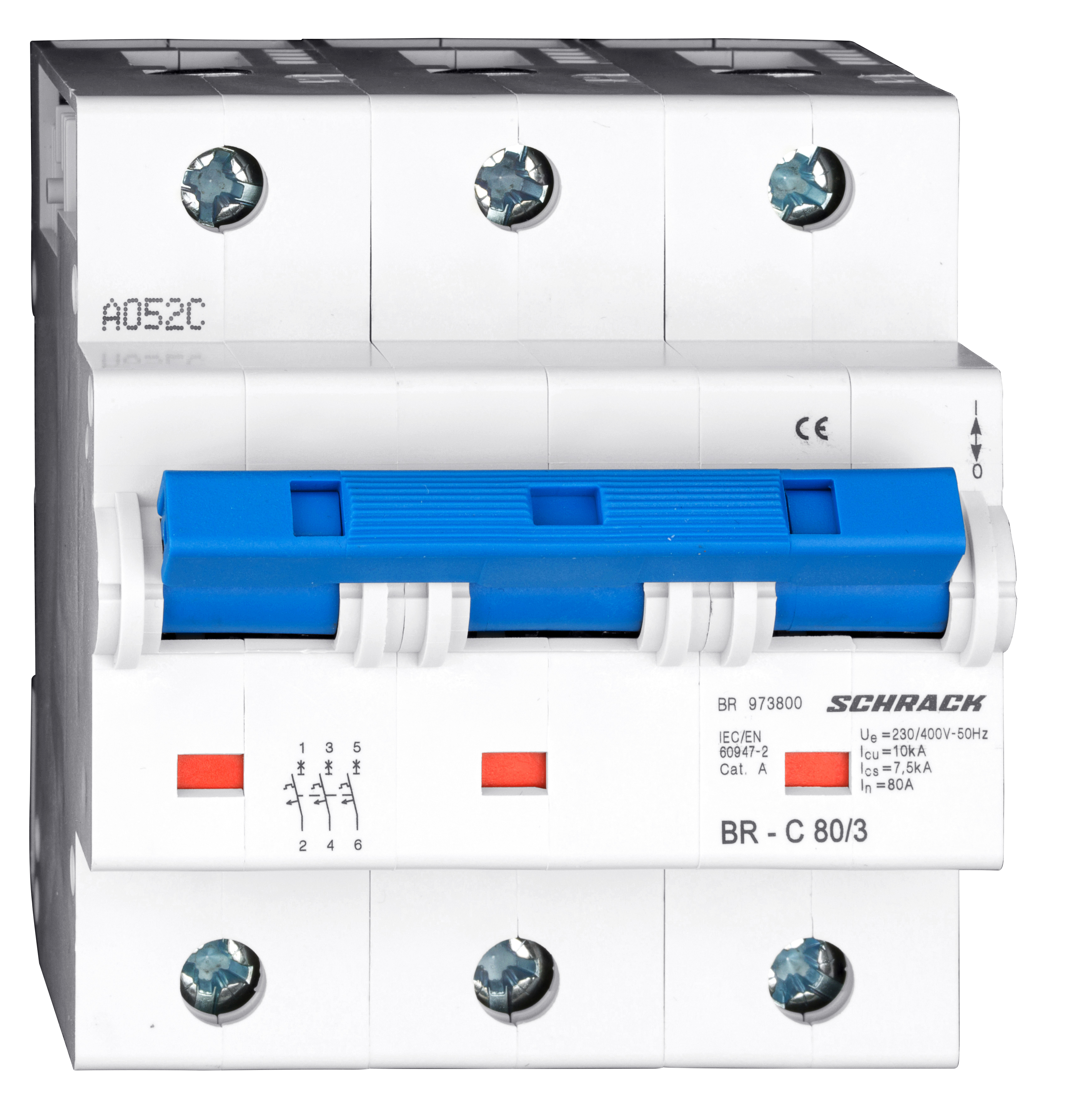 Intrerupator Automat Tripolar 3P Schrack Curba C 80A 10kA Schrack BR973800--