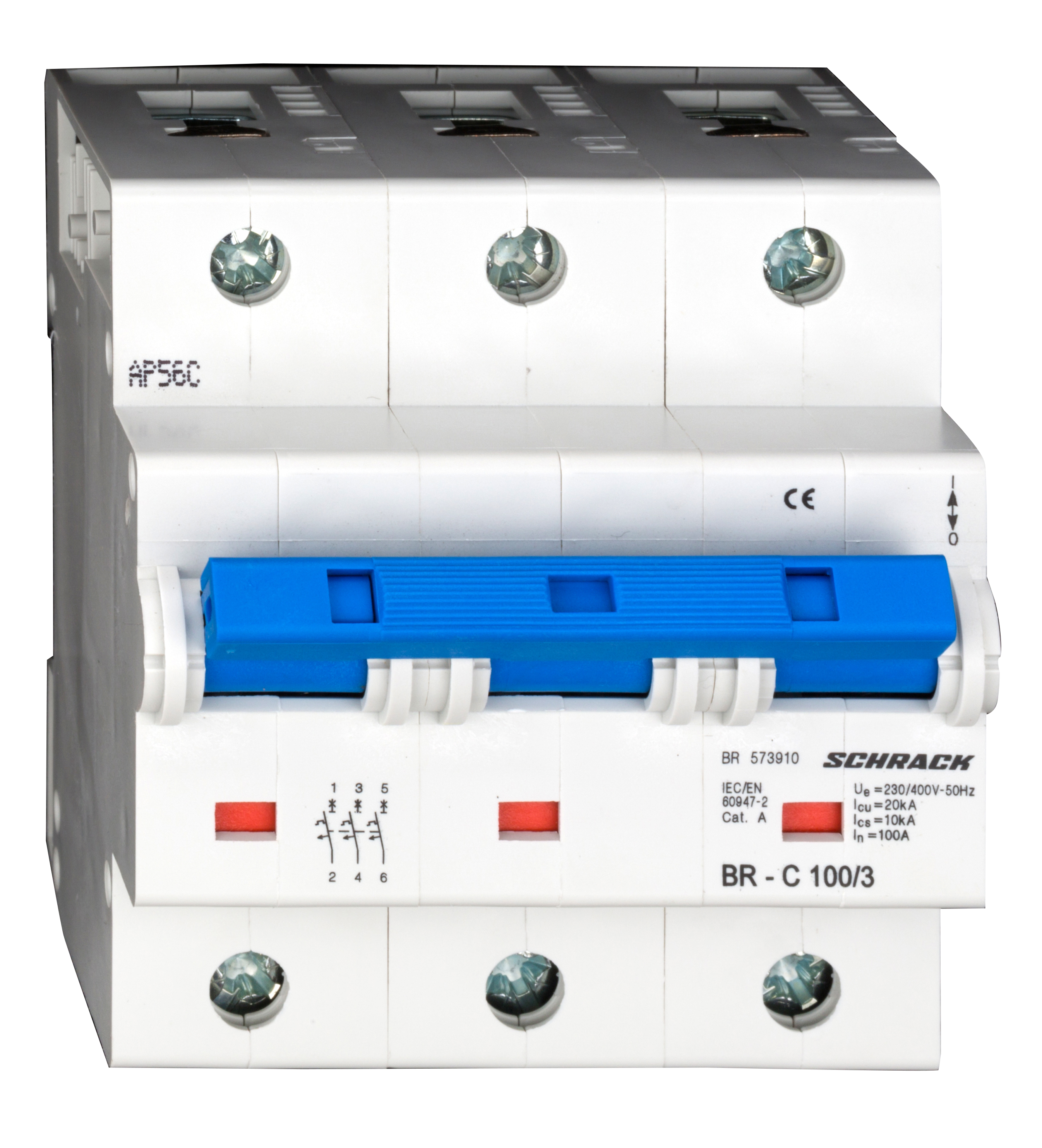 Intrerupator, automat, tripolar, 3p, schrack, curba, c, 100a, schrack, br573910--