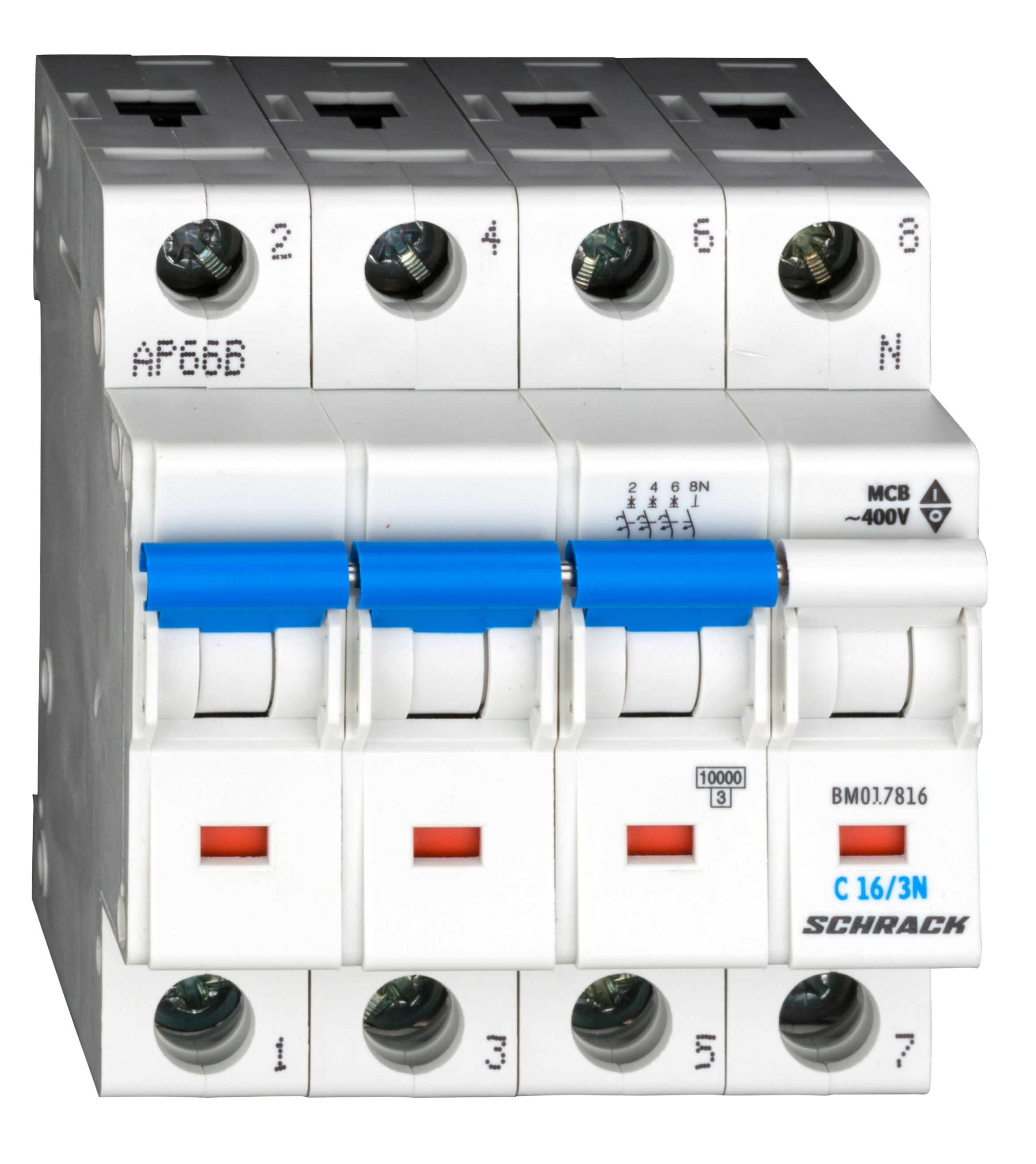Intrerupator Automat Tetrapolar 3P+N Schrack Curba C 16A 10kA Schrack BM017816--