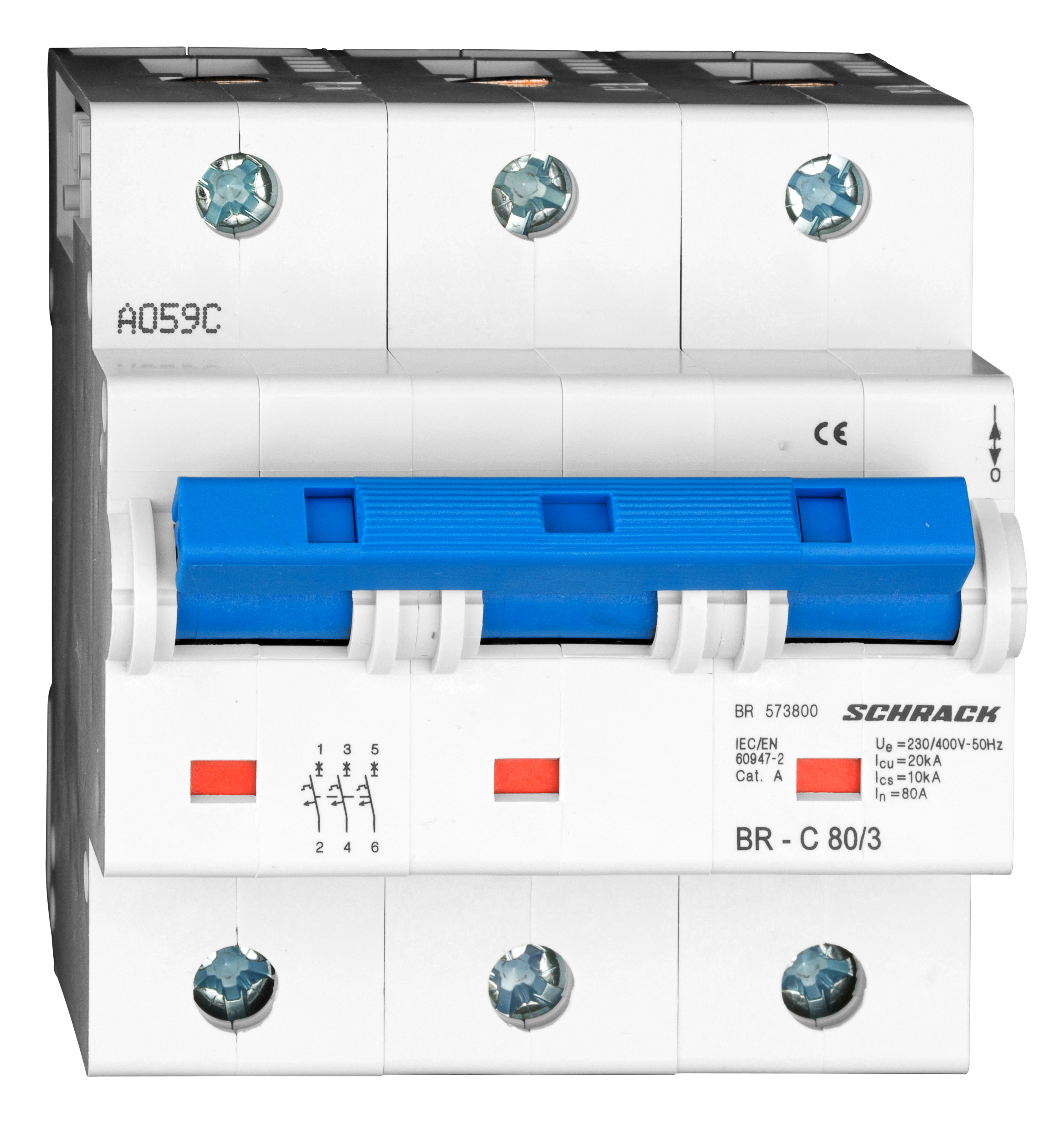 Intrerupator, automat, tripolar, 3p, schrack, curba, c, 80a, schrack, br573800--