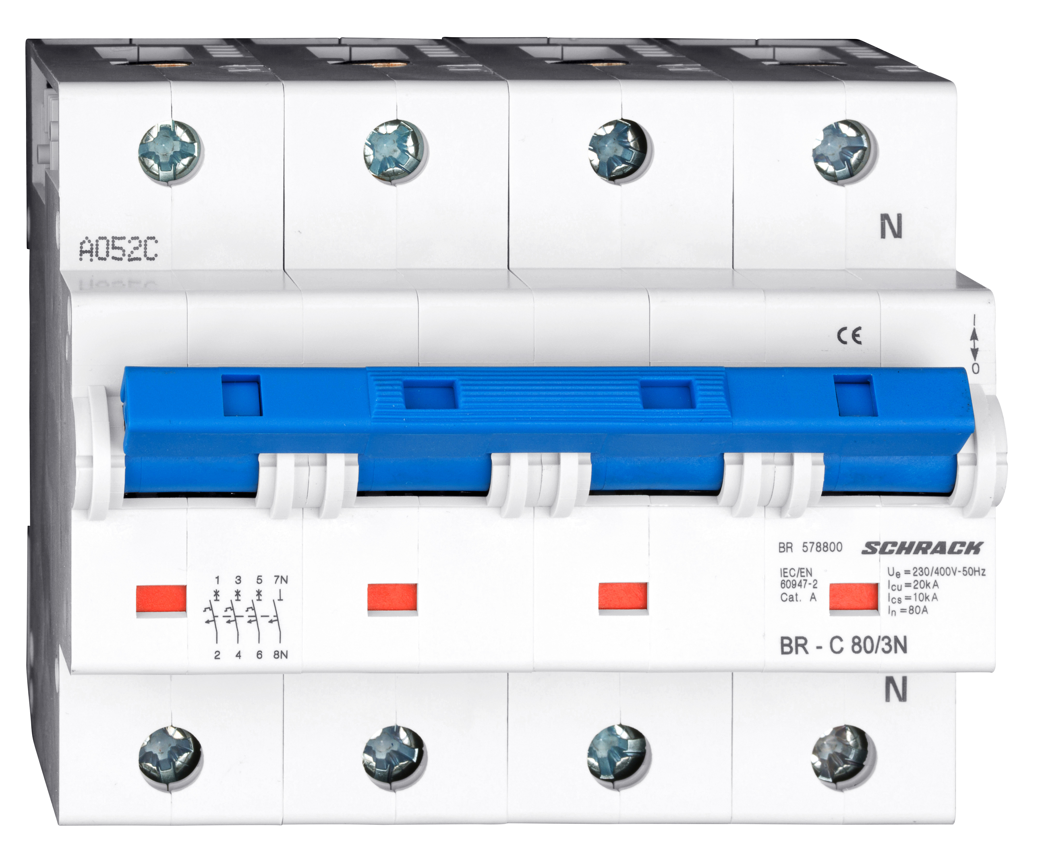 Intrerupator, automat, tetrapolar, 3p+n, schrack, curba, c, 80a, schrack, br578800--