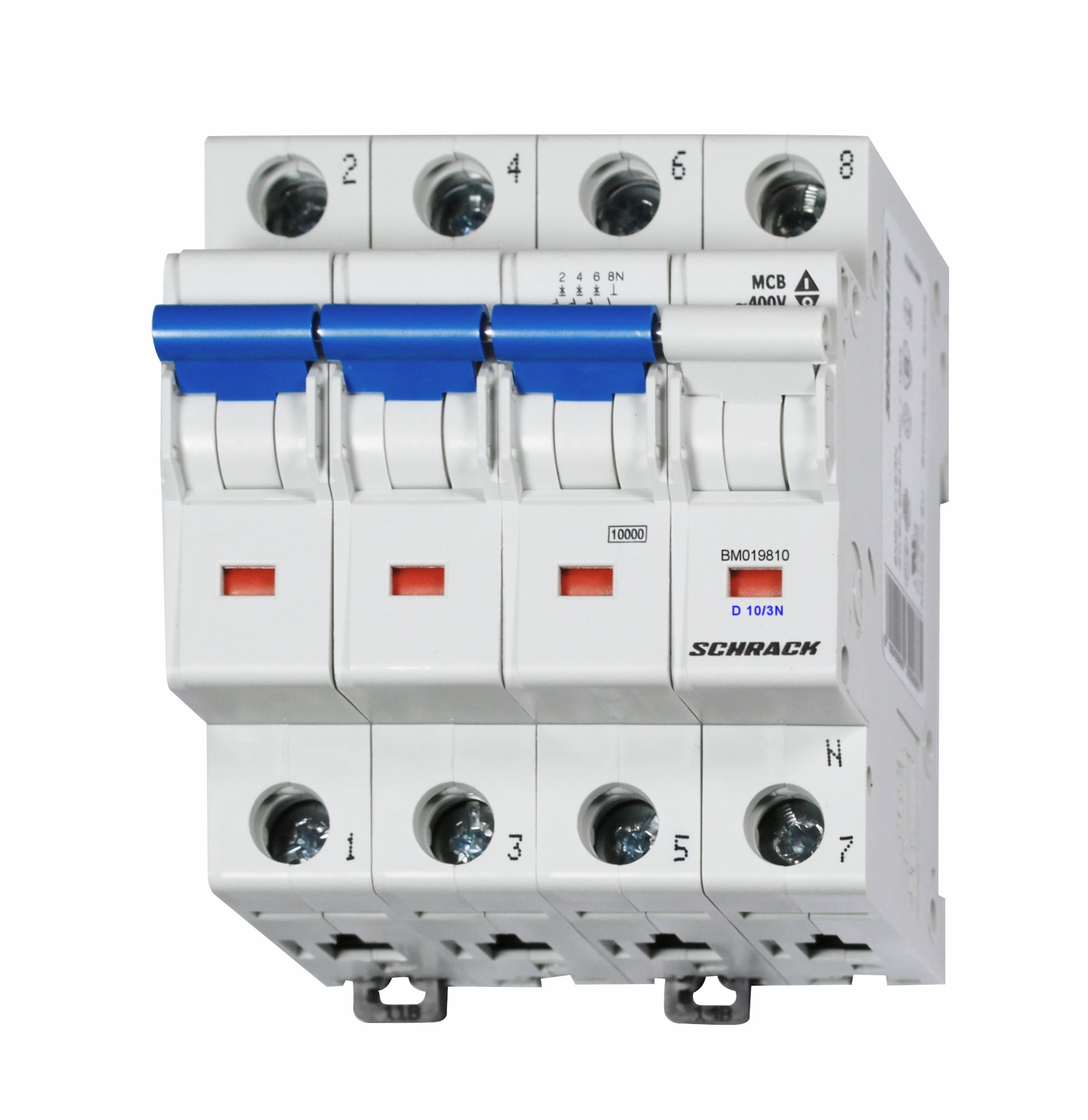 Intrerupator, Automat, Tetrapolar, 3P+N, Schrack, Curba, D, 10A, 10kA, Schrack, BM019810-- 