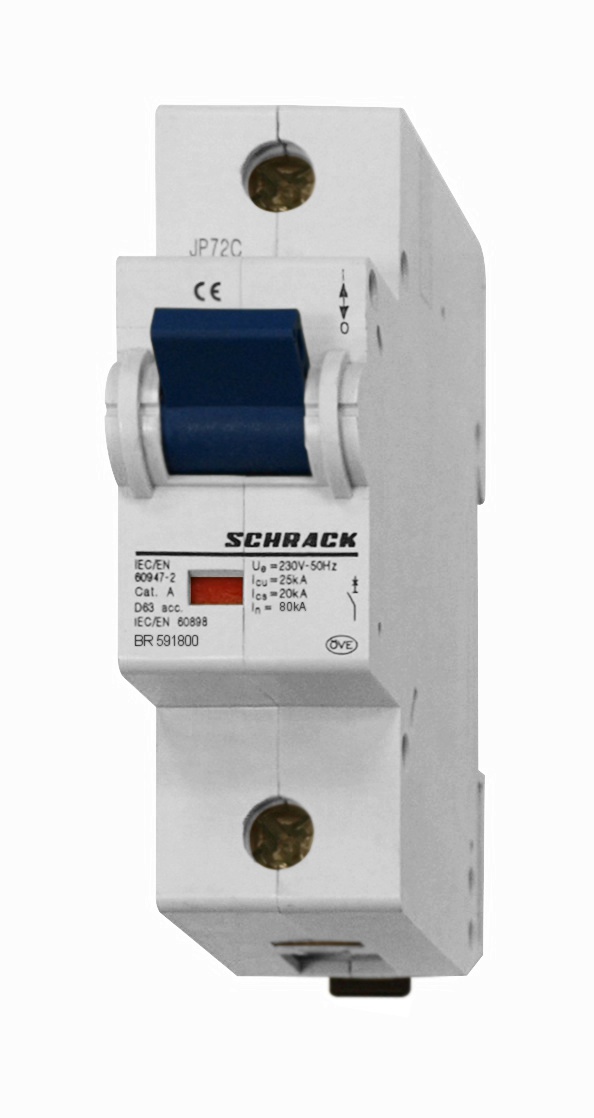 Intrerupator, Automat, Monopolar, 1P, Schrack, Curba, D, 80A, Schrack, BR591800-- 